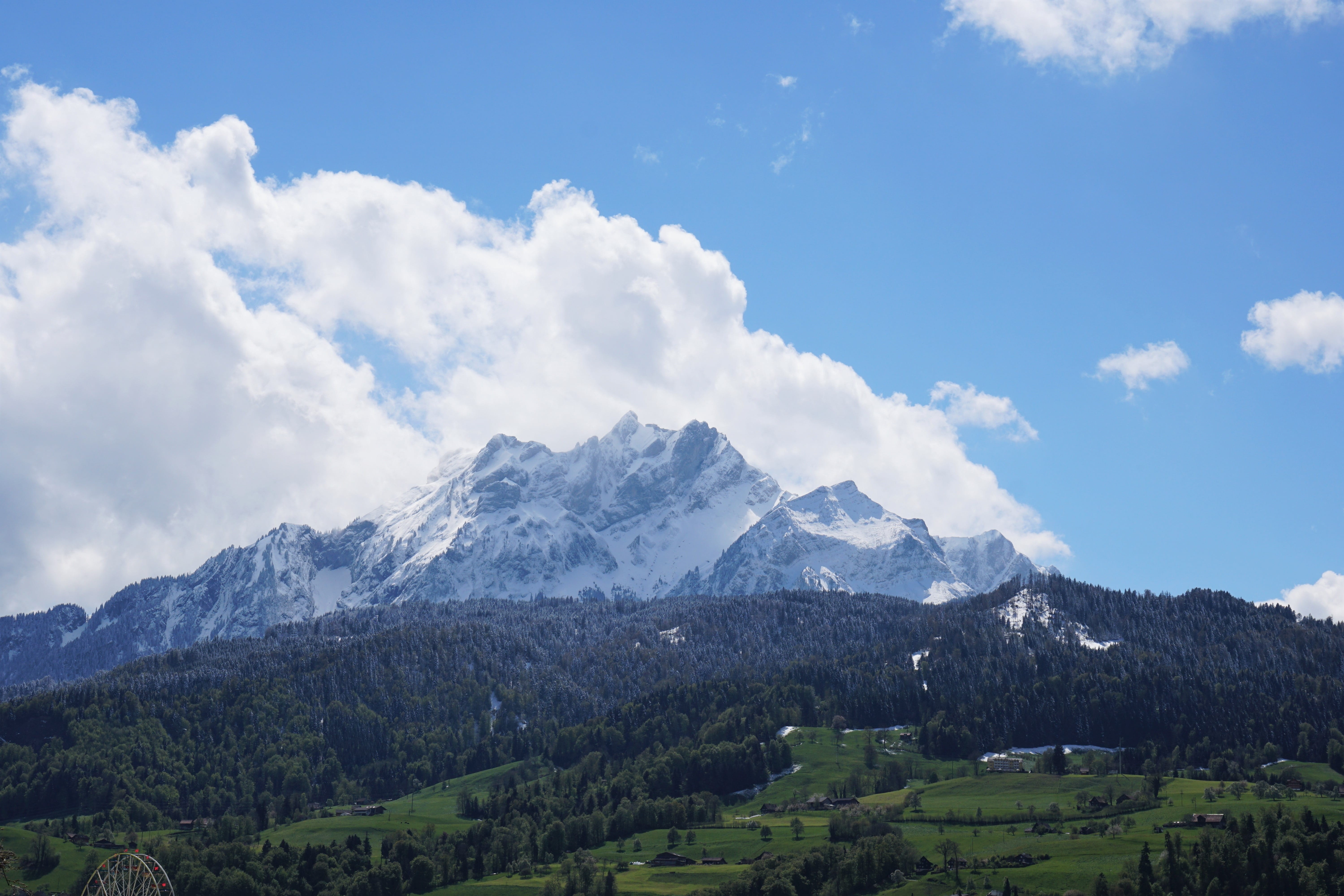 day, non-urban scene, nature, snowcapped mountain, tranquility, range, lucerne, pilatus, tranquil scene, mountain peak, sky, mountain, tree, outdoors, beauty in nature, HD Wallpaper