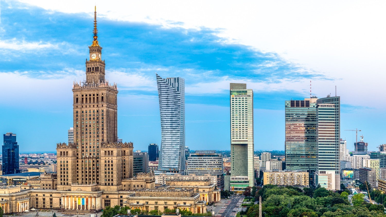 architecture, tall - high, office, spire, landscape, sky, tower, Polish, travel, nature, office building exterior, skyscraper, built structure, outdoors, HD Wallpaper