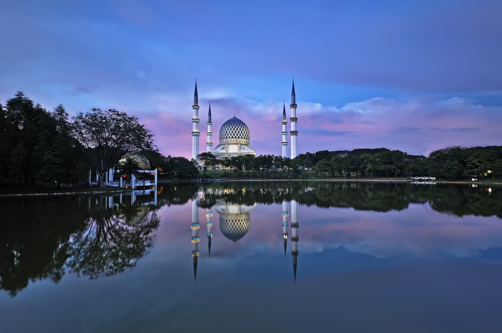 1080P, Tuah Roslan Photography, reflection, Malaysia, the city, mosque, Selangor, water, Shah Alam, HD Wallpaper