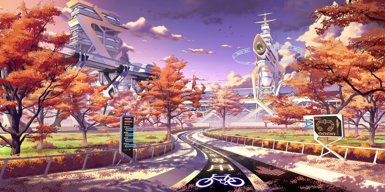 seasons, sunset, futuristic, Culture Japan, 720P, Japan, fall, HD Wallpaper