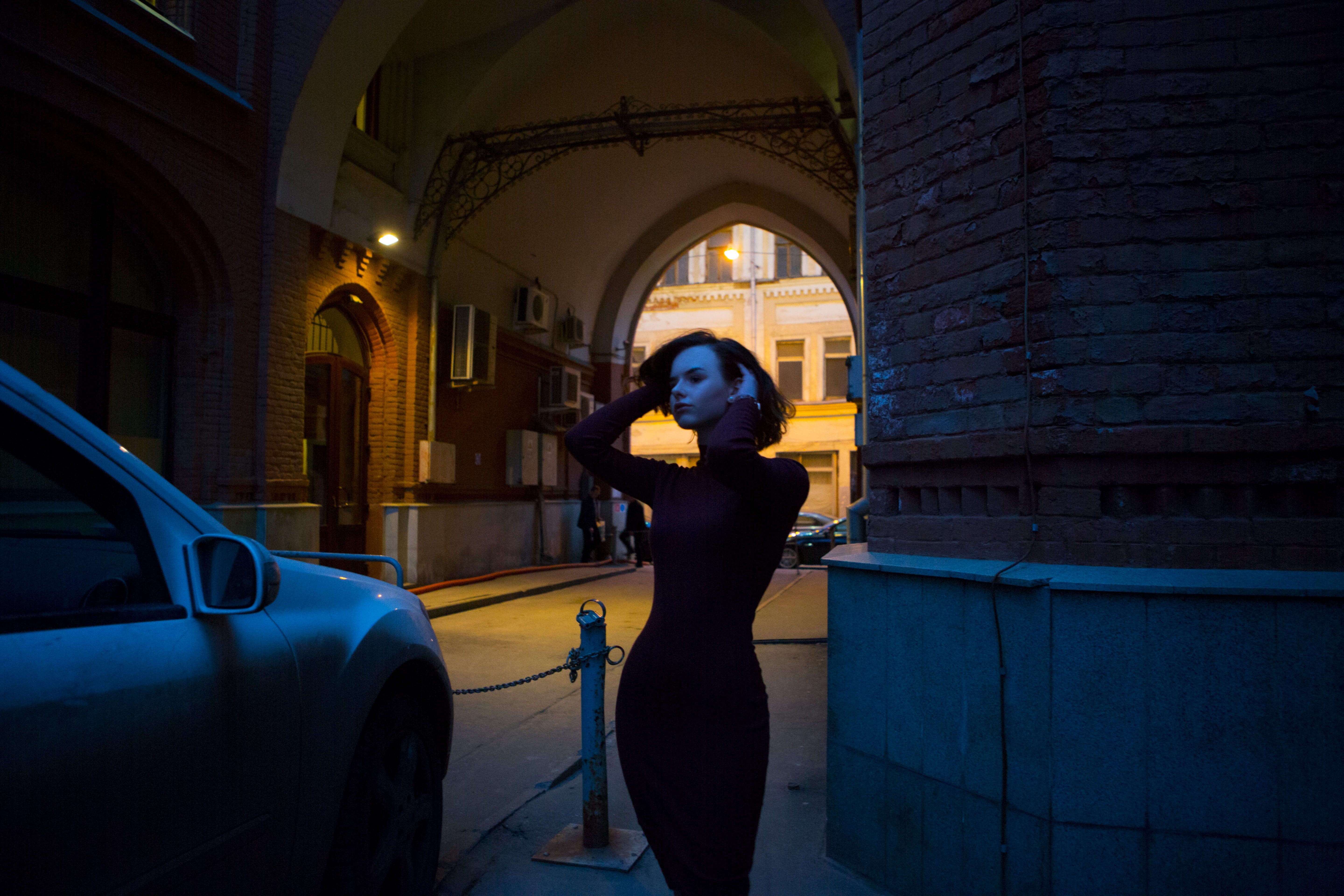 mode of transportation, women, light, one person, bodycon, youth, model, adult, short hair, mystic, handsomely, figure, architecture, side view, moscow, HD Wallpaper