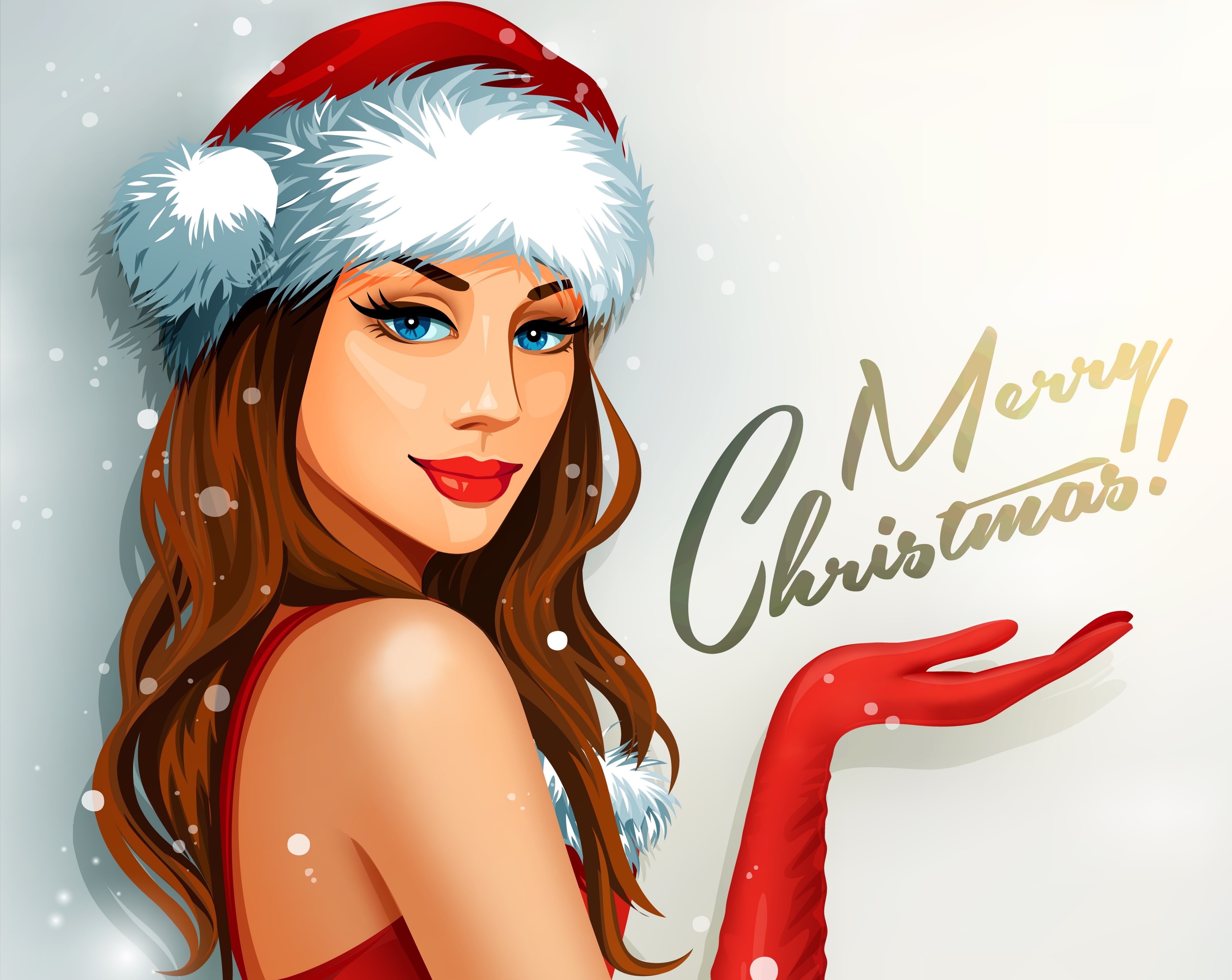 lifestyles, woman, studio shot, indoors, representation, celebration, Girl, looking at camera, Santa, hairstyle, wearing, western script, text, Celebrate, HD Wallpaper
