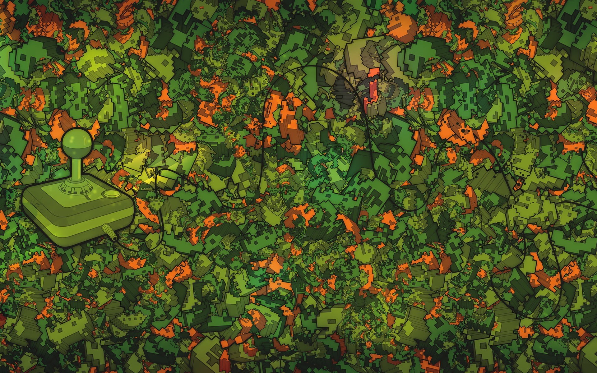 1080P, controllers, green, orange, video games, joystick, HD Wallpaper