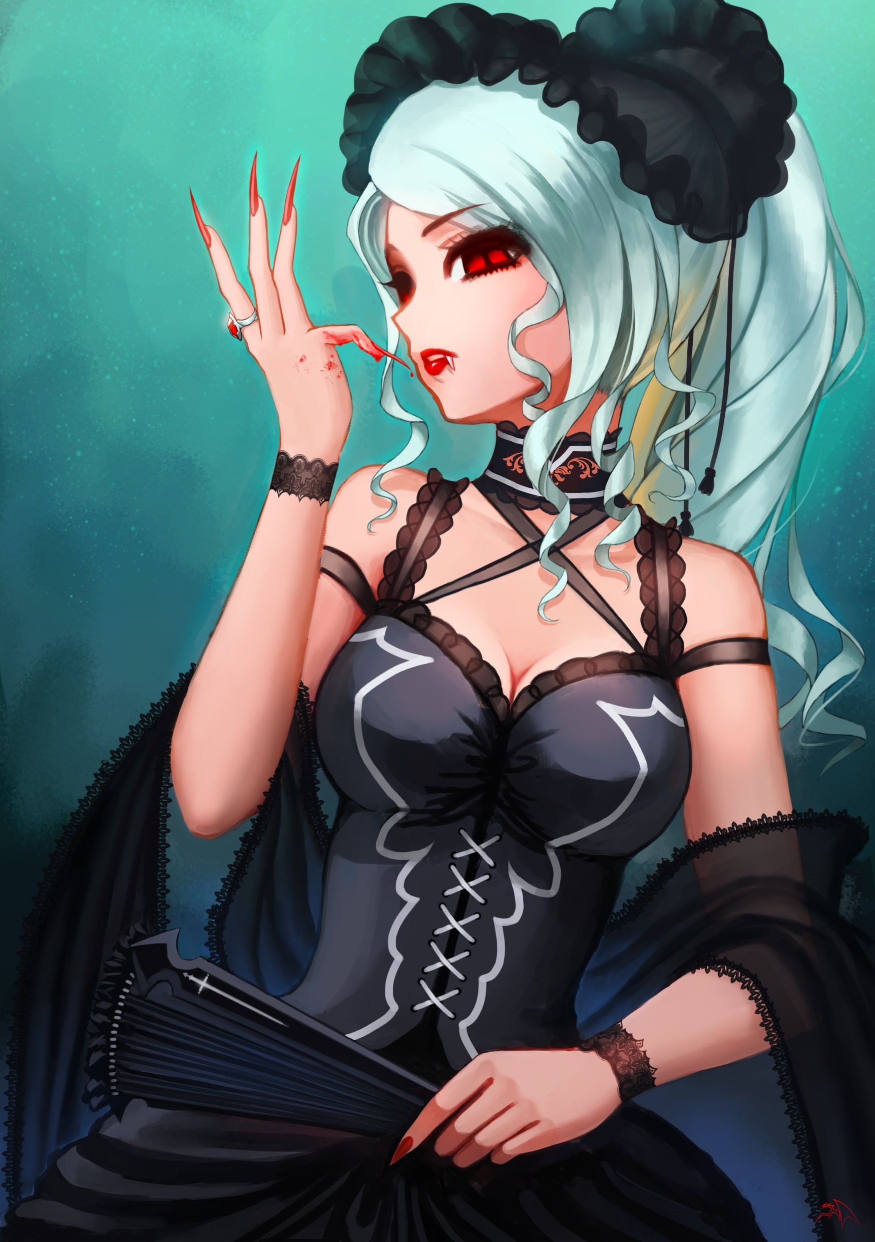 shalltear bloodfallen, anime girls, blood, Overlord, 1080P, vampires, Floor Guardian, long hair, anime, red eyes, Shalltear, Phone HD Wallpaper