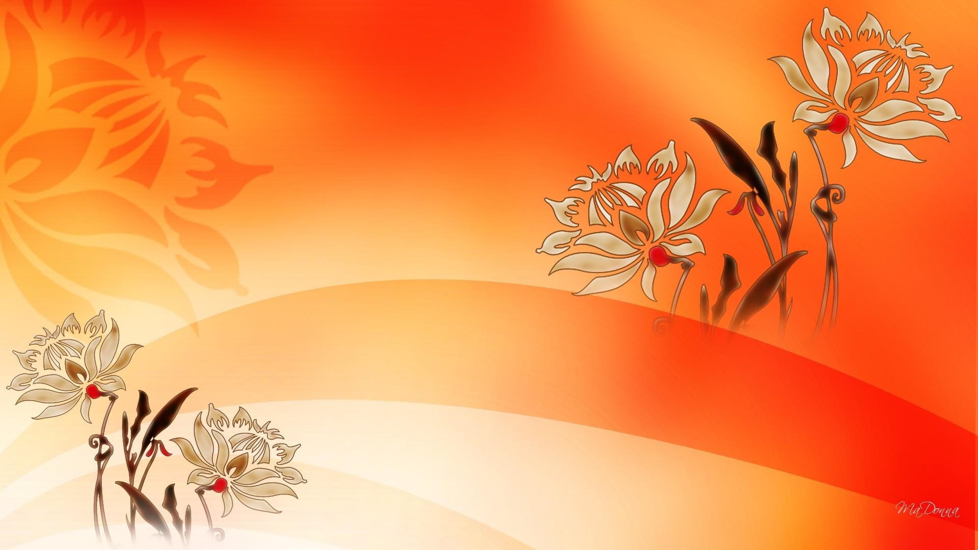 1080P, 3d and abstract, poppy, autumn, layers, summer, lily, orange, flowers, bright, firefox person, prosperity, fall, HD Wallpaper