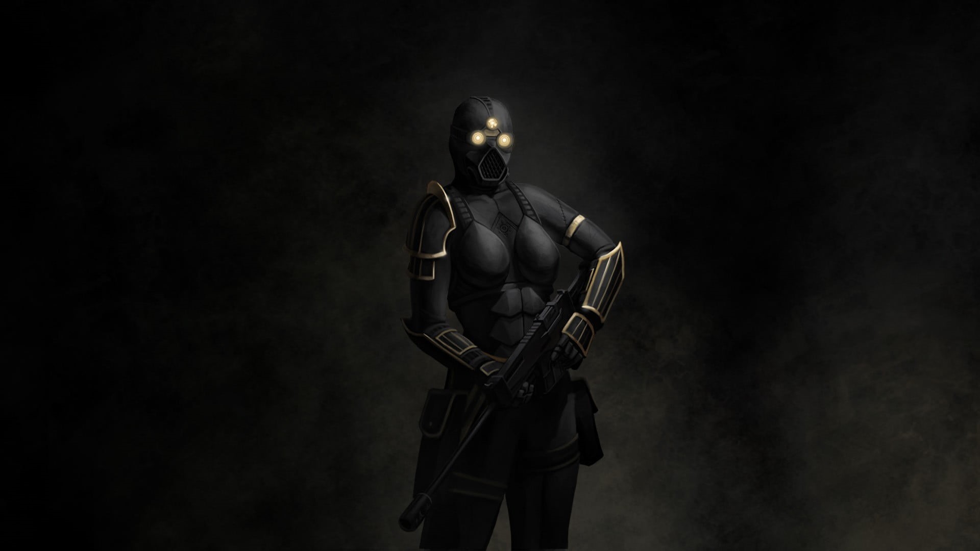 E.Y.E: Divine Cybermancy, suit, adult, wearing, headwear, protection, government, special forces, rifle, safety, person, standing, aggression, HD Wallpaper