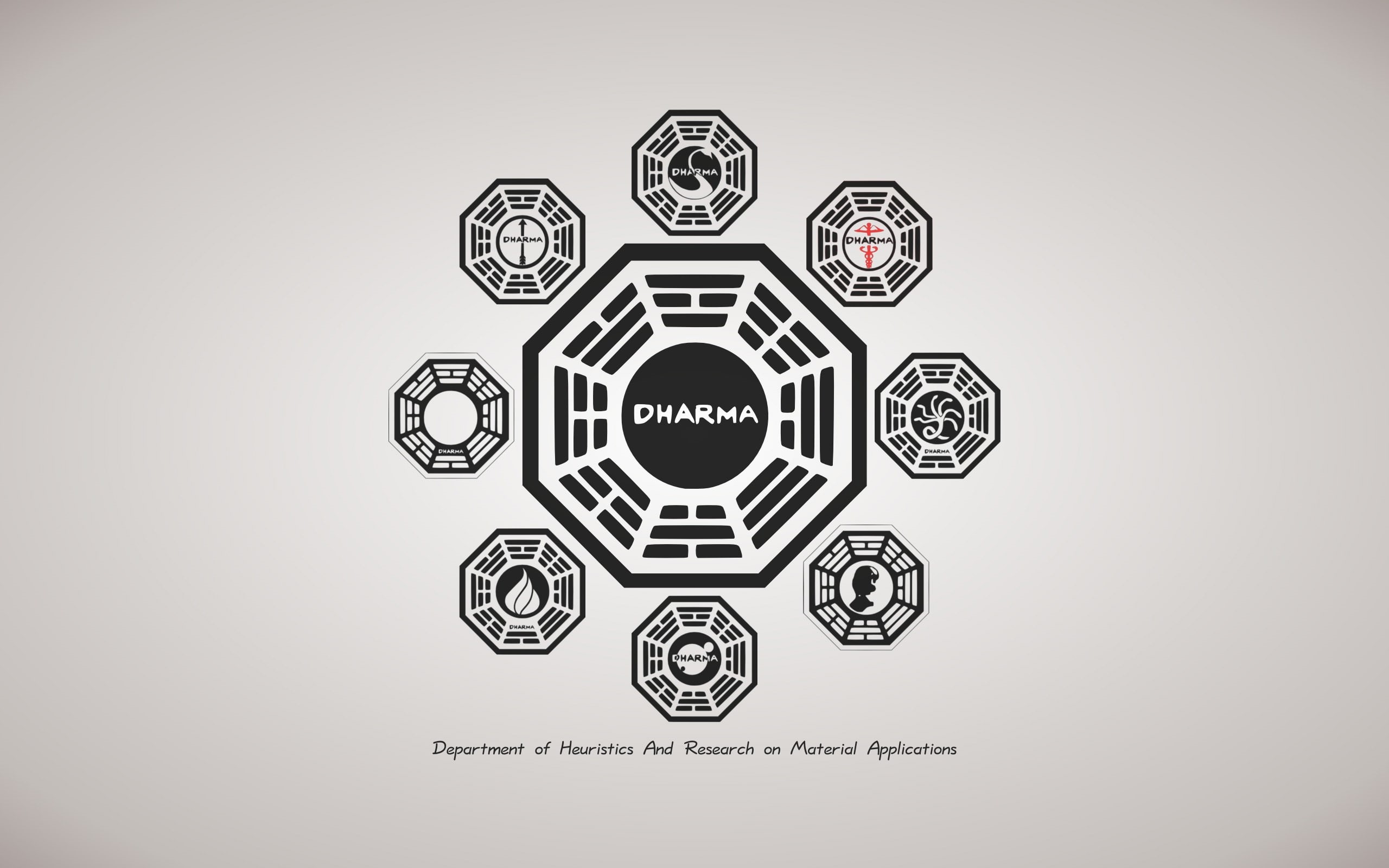 abcs" lost", 2K, television, dharma, logo, illustration, grey, fictional, digitalcomposition, digitalillustration, blackandwhite, initiative, HD Wallpaper