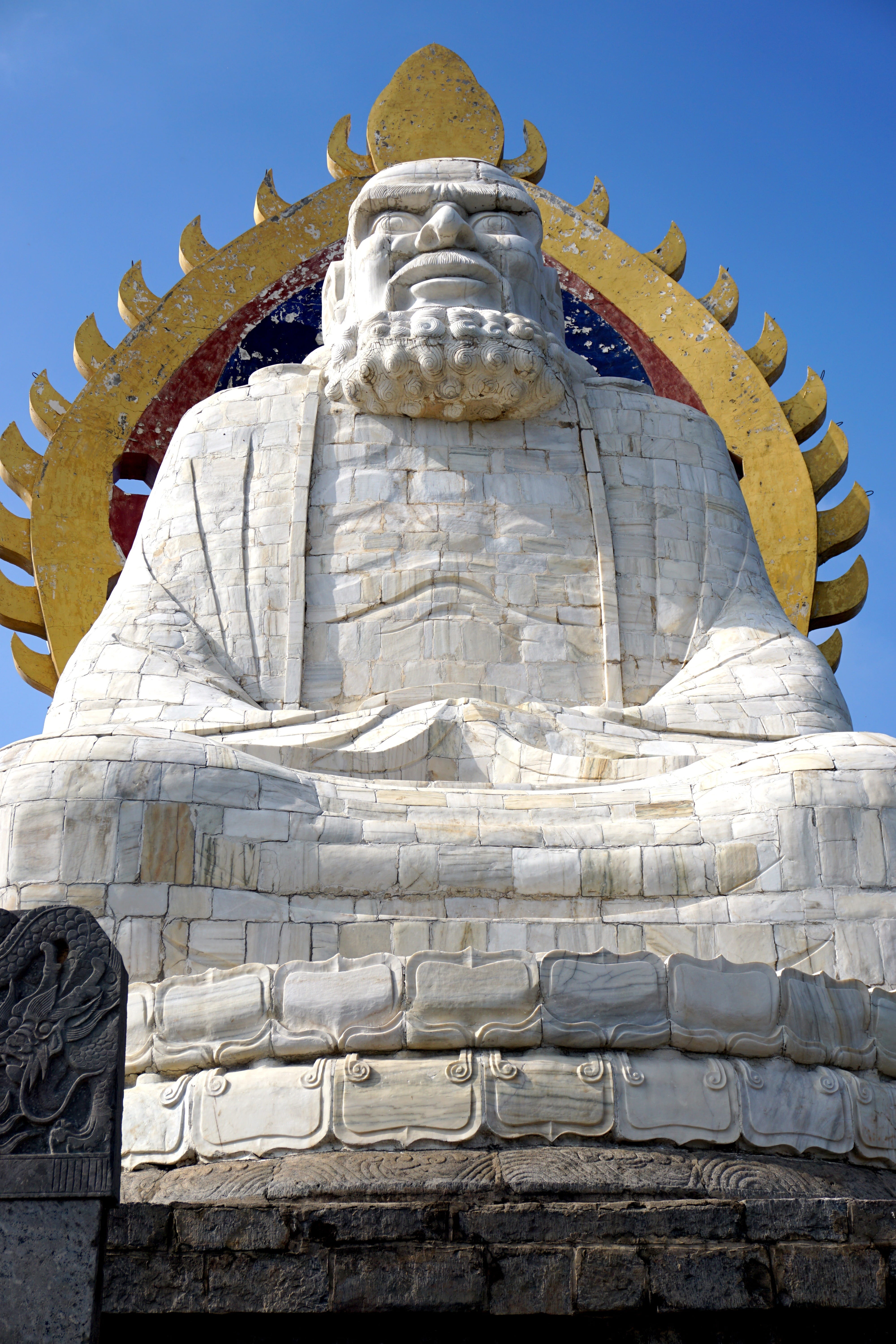 human representation, architecture, travel, tourism, song shan, representation, spirituality, statue, belief, religion, sky, bodhi dharma statue, place of worship, Phone HD Wallpaper