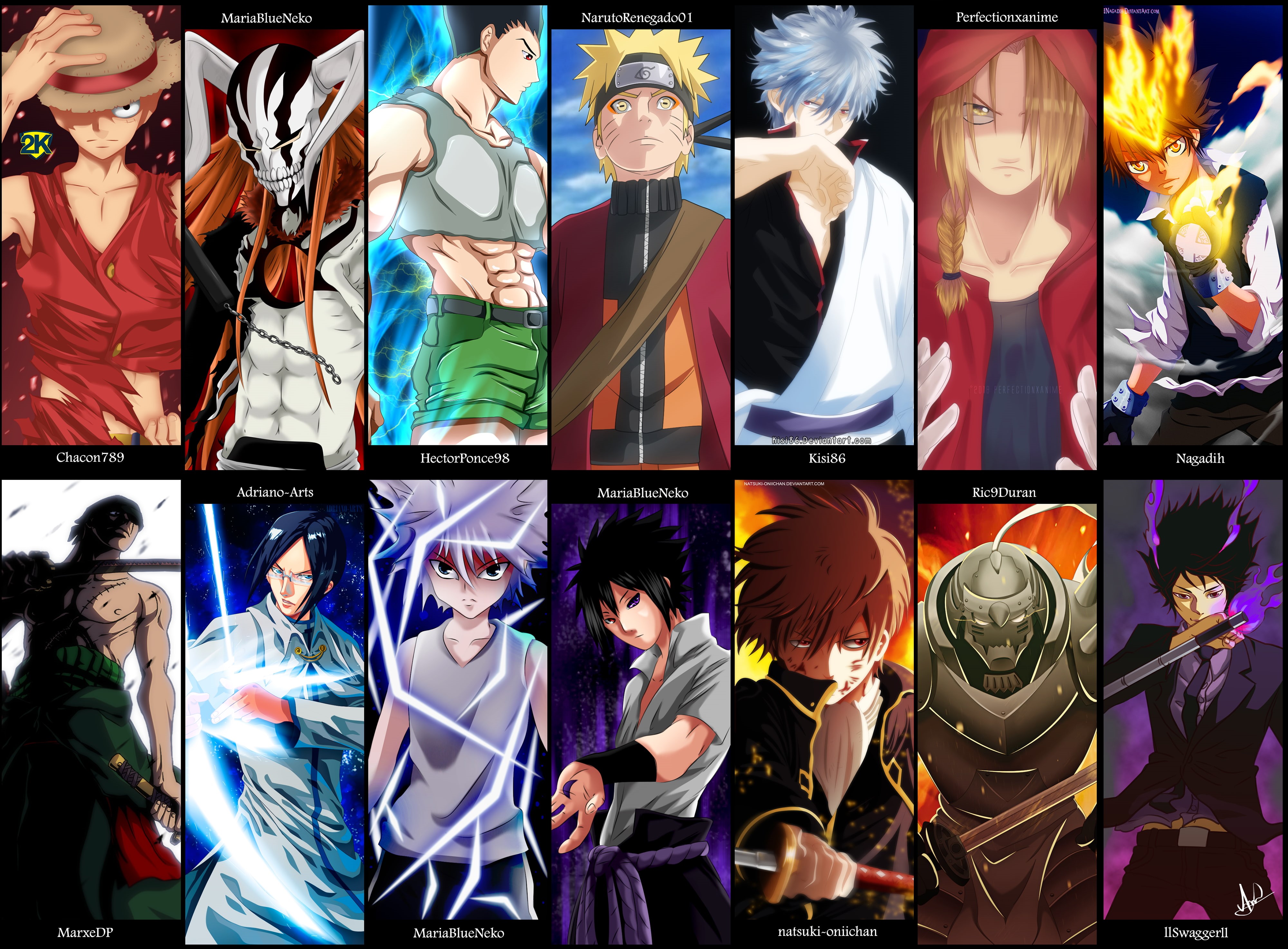 Ichigo Kurosaki, Monkey D. Luffy, Anime, Alphonse Elric, Pirate, One Piece, Katekyō Hitman Reborn!, Swordsman, Sharingan (Naruto), Rinnegan (Naruto), Hunter x Hunter, HD Wallpaper