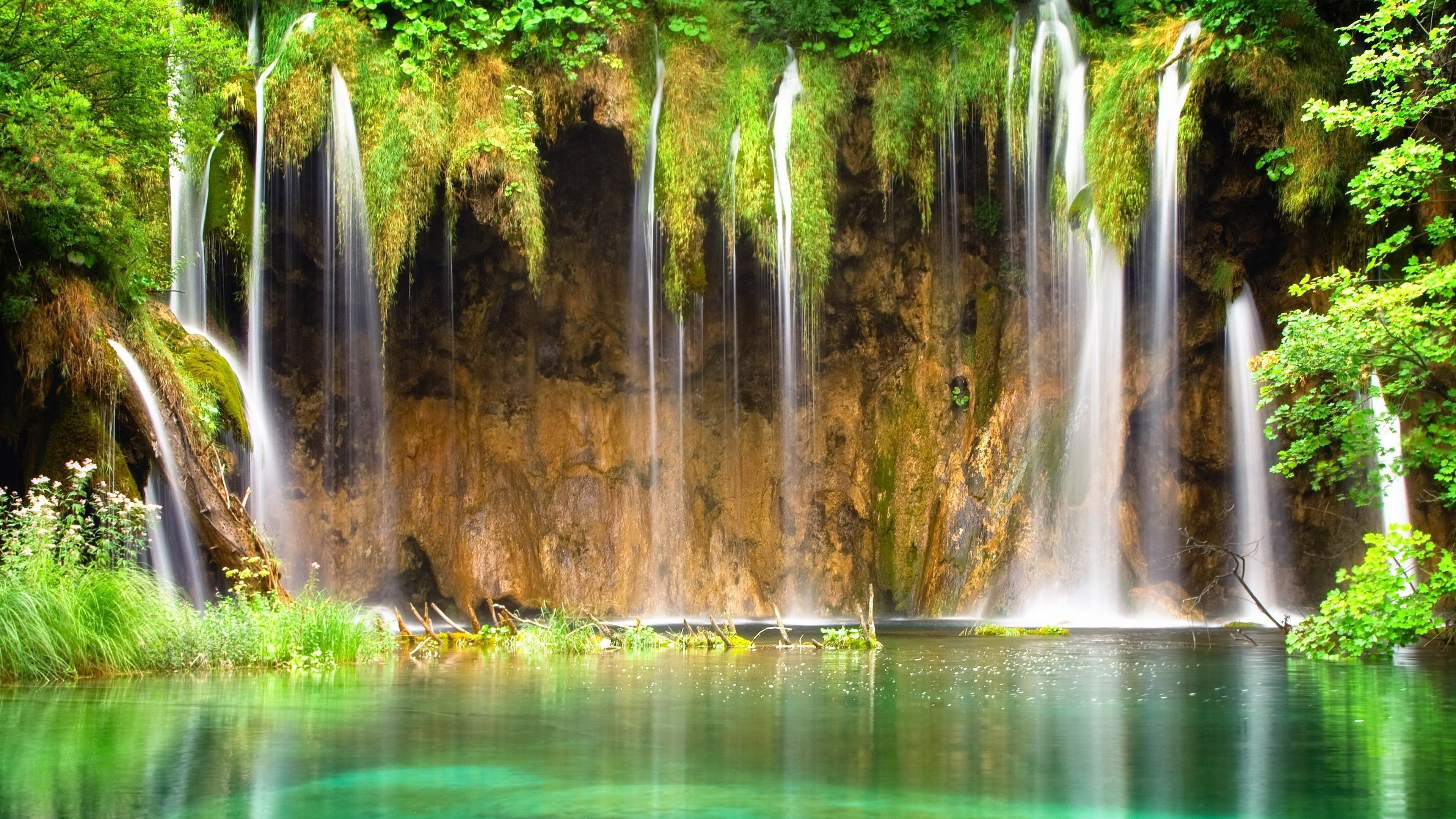 power in nature, water, rainforest, flowing water, tranquil scene, long exposure, lake, no people, waterfall, beauty in nature, latest new  nature scene 3840x2160, HD Wallpaper
