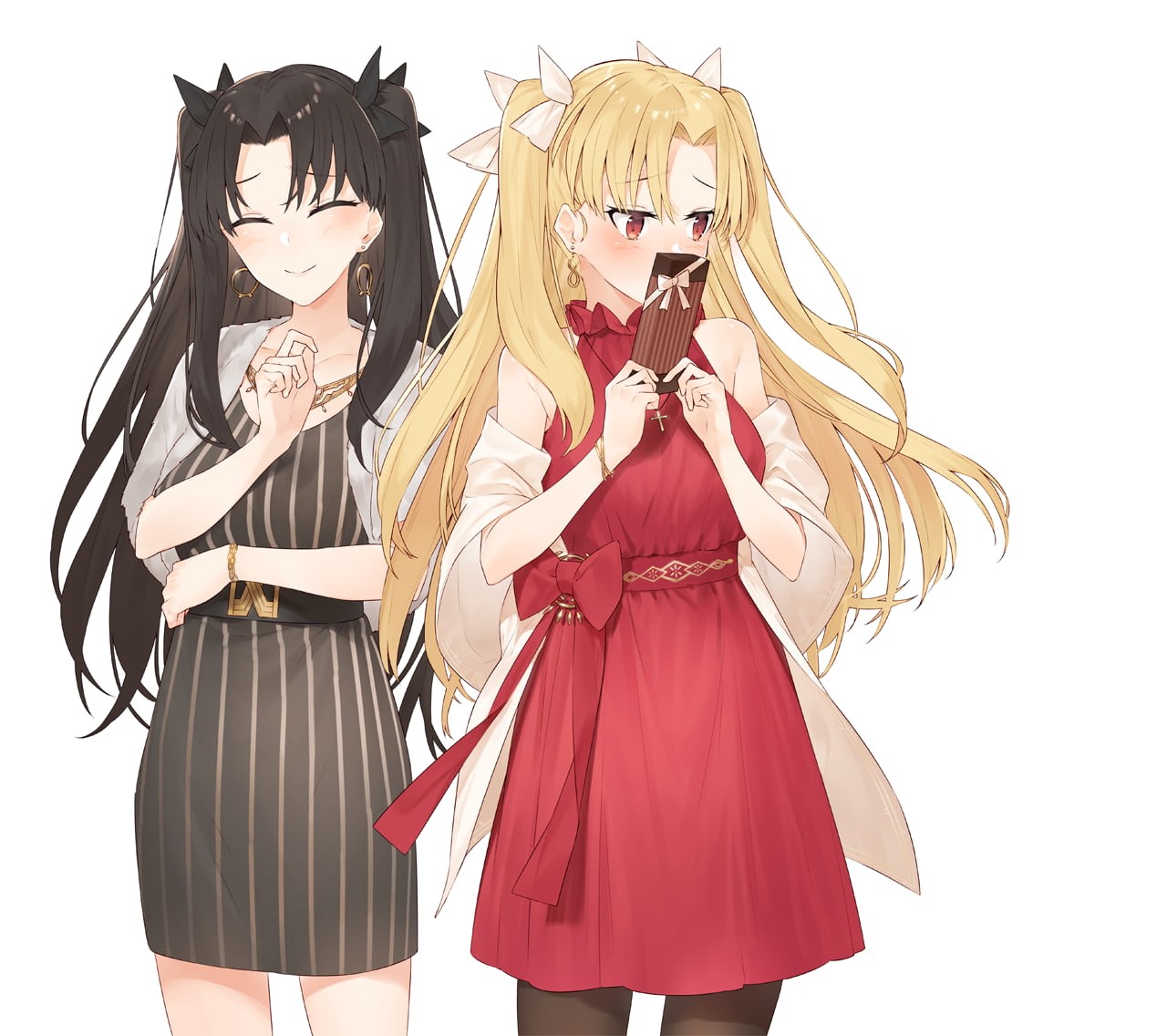 anime girls, Fate/Grand Order, Ereshkigal (Fate/Grand Order), anime, Ishtar (Fate/grand order), 720P, simple background, HD Wallpaper