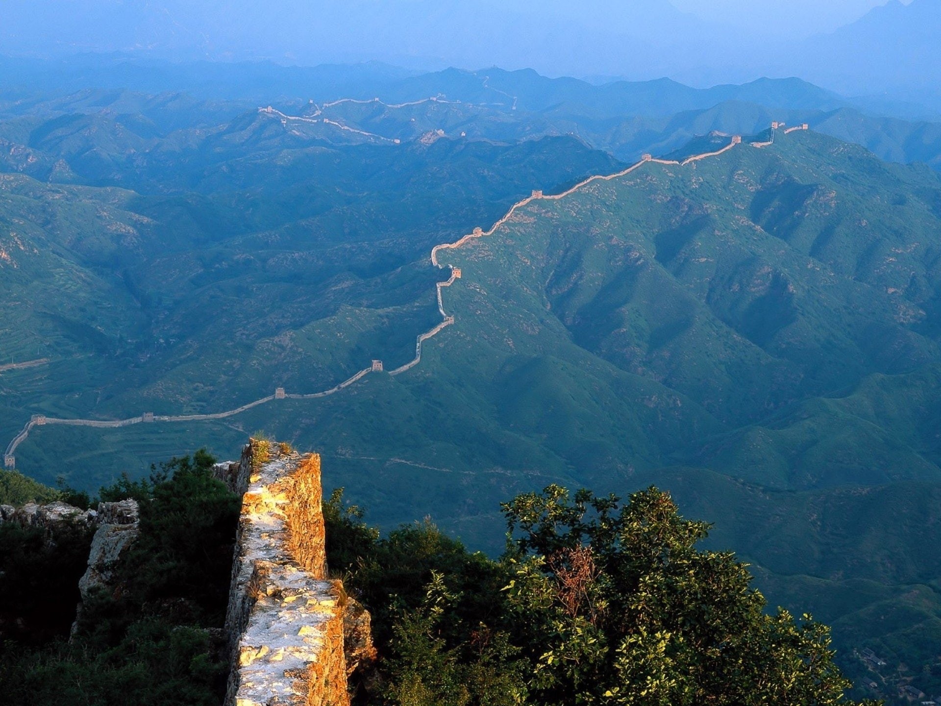 architecture, landscape, environment, 1080P, Great Wall of China, scenics - nature, outdoors, tree, non-urban scene, green color, idyllic, growth, no people, HD Wallpaper