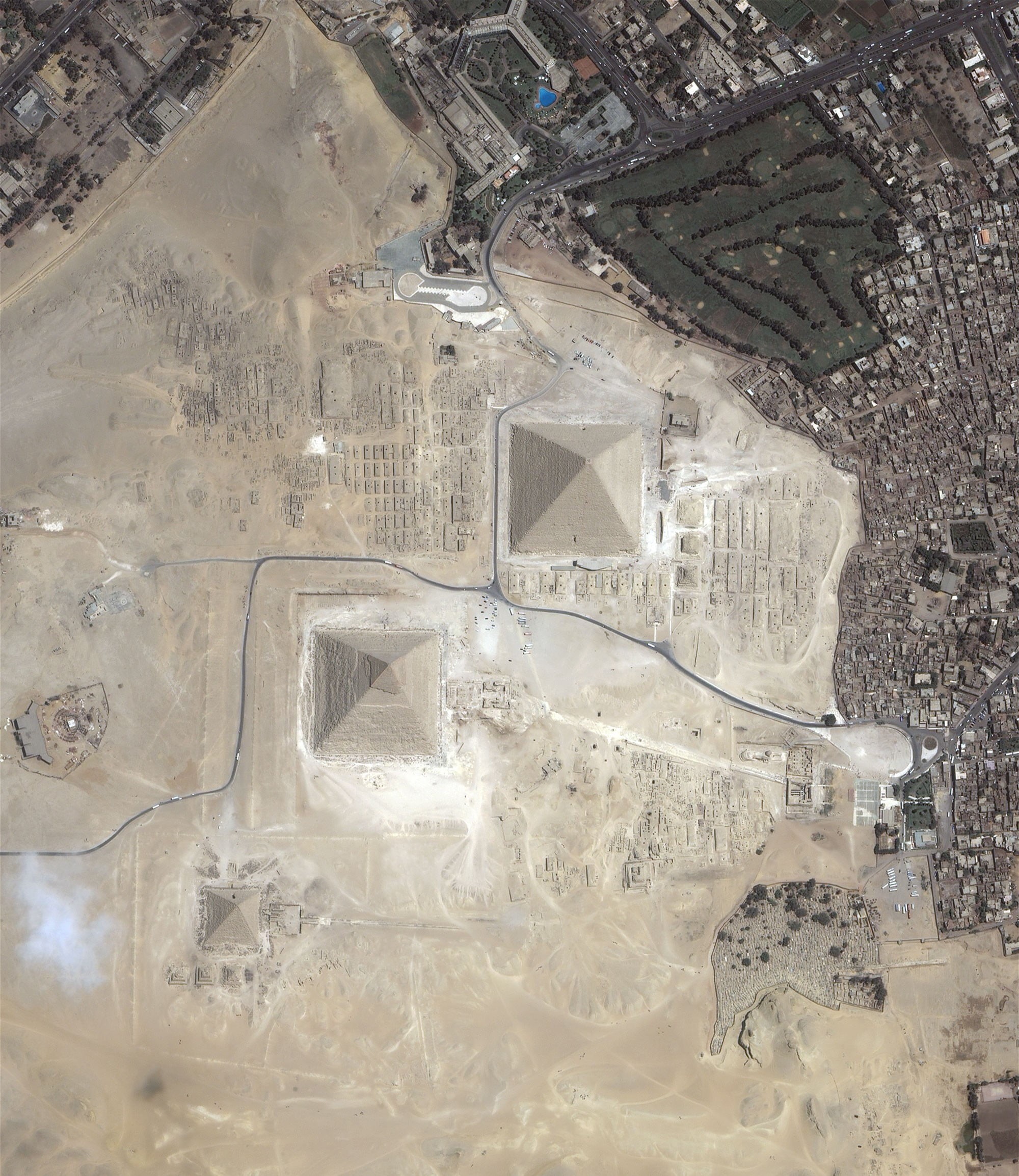 city, the past, building exterior, archaeology, outdoors, pyramid, Egypt, building, aerial view, art and craft, view, Pyramids of Giza, 1080P, water, nature, Phone HD Wallpaper