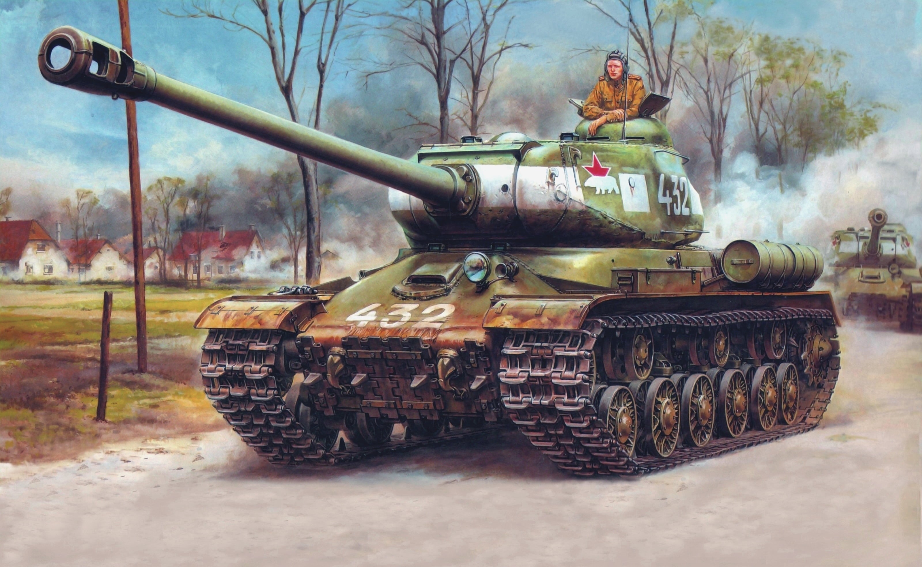 figure, smoke - physical structure, Joseph Stalin, 7th Guards separate heavy tank brigade, uniform, cannon, power, 2K, body Armor, transportation, armored Vehicle, HD Wallpaper