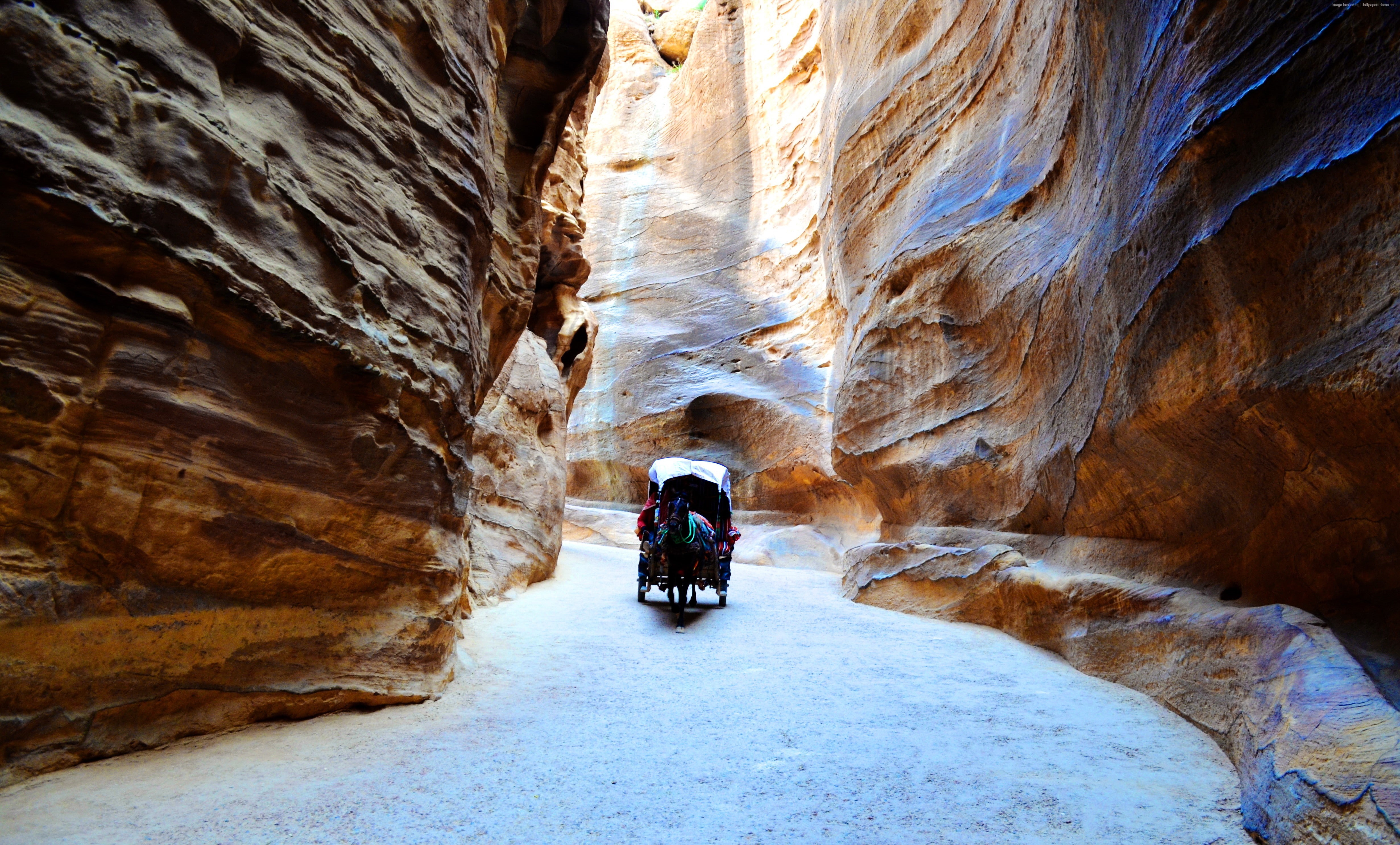real people, road, mode of transportation, rock formation, Jordan, solid, leisure activity, rock, 4K, rocks, mountain, rock - object, 4K, land vehicle, HD Wallpaper