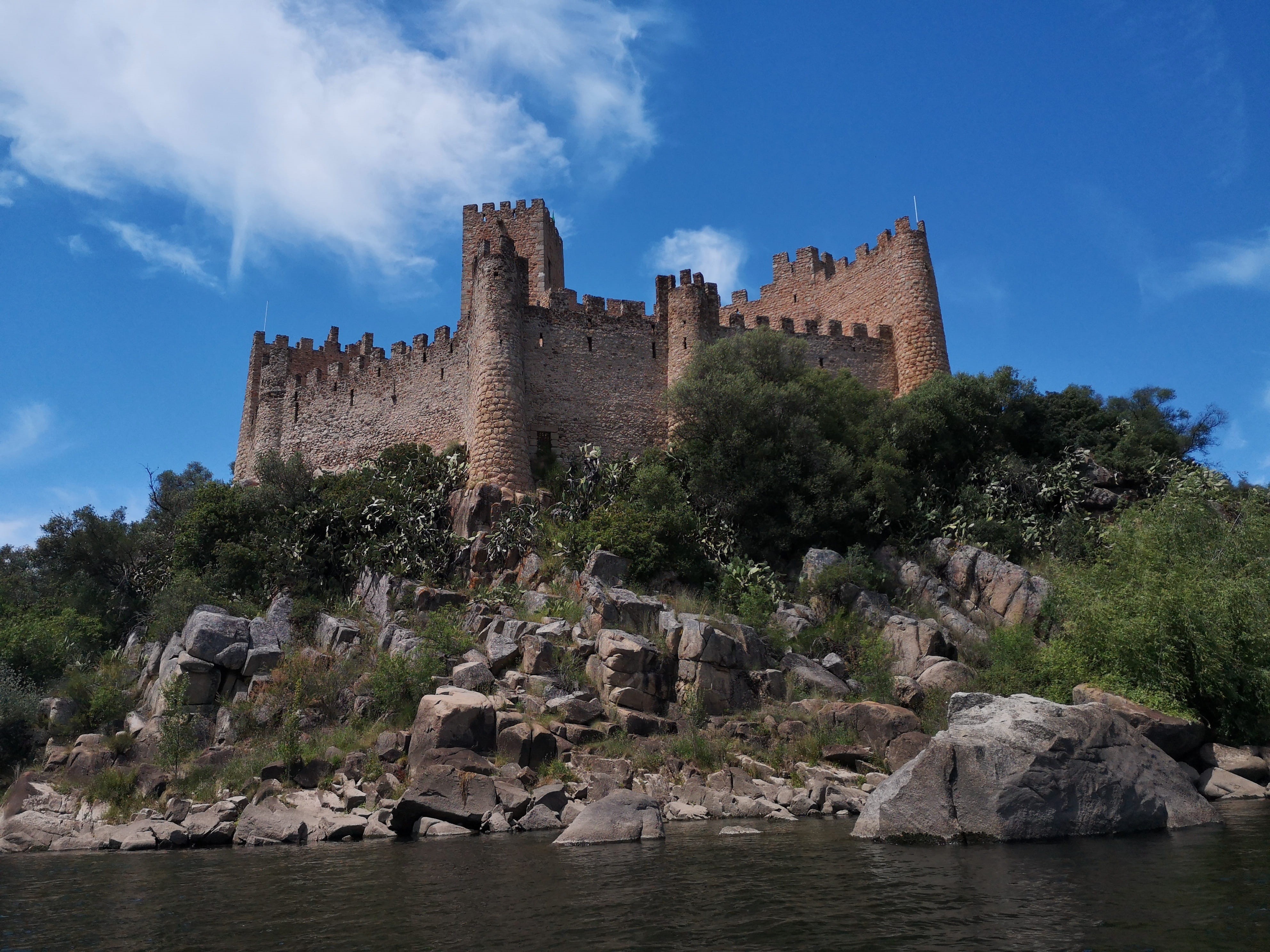 tejo, history, water, tree, landscape, plant, fort, rio tejo, castle, 4K, portugal, building, nature, building exterior, lisbon, no people, castelo de almourol, HD Wallpaper