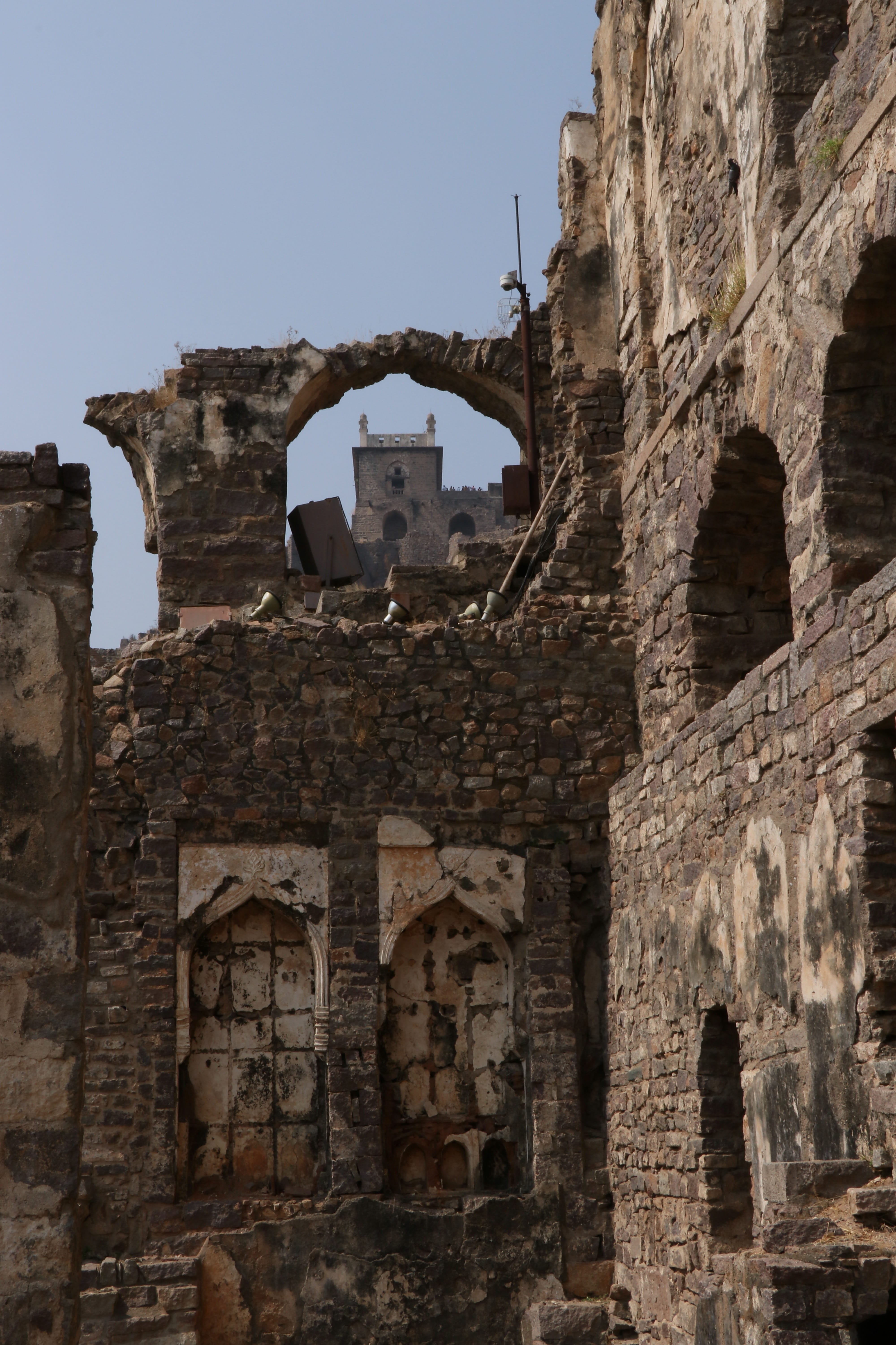 old, old ruin, day, outdoors, travel, building exterior, broken, the past, sky, golconda fort, ruined, tourism, stone wall, india, architecture, archaeology, Phone HD Wallpaper