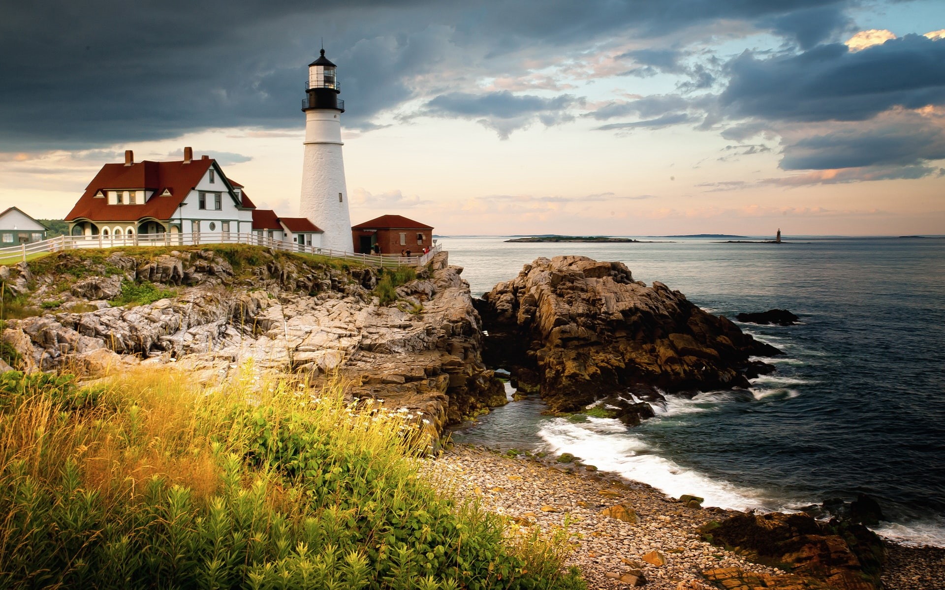 Lighthouse, 1080P, Coast, Portland, Light, Elizabeth, Cape, Maine, Gulf, Head, HD Wallpaper