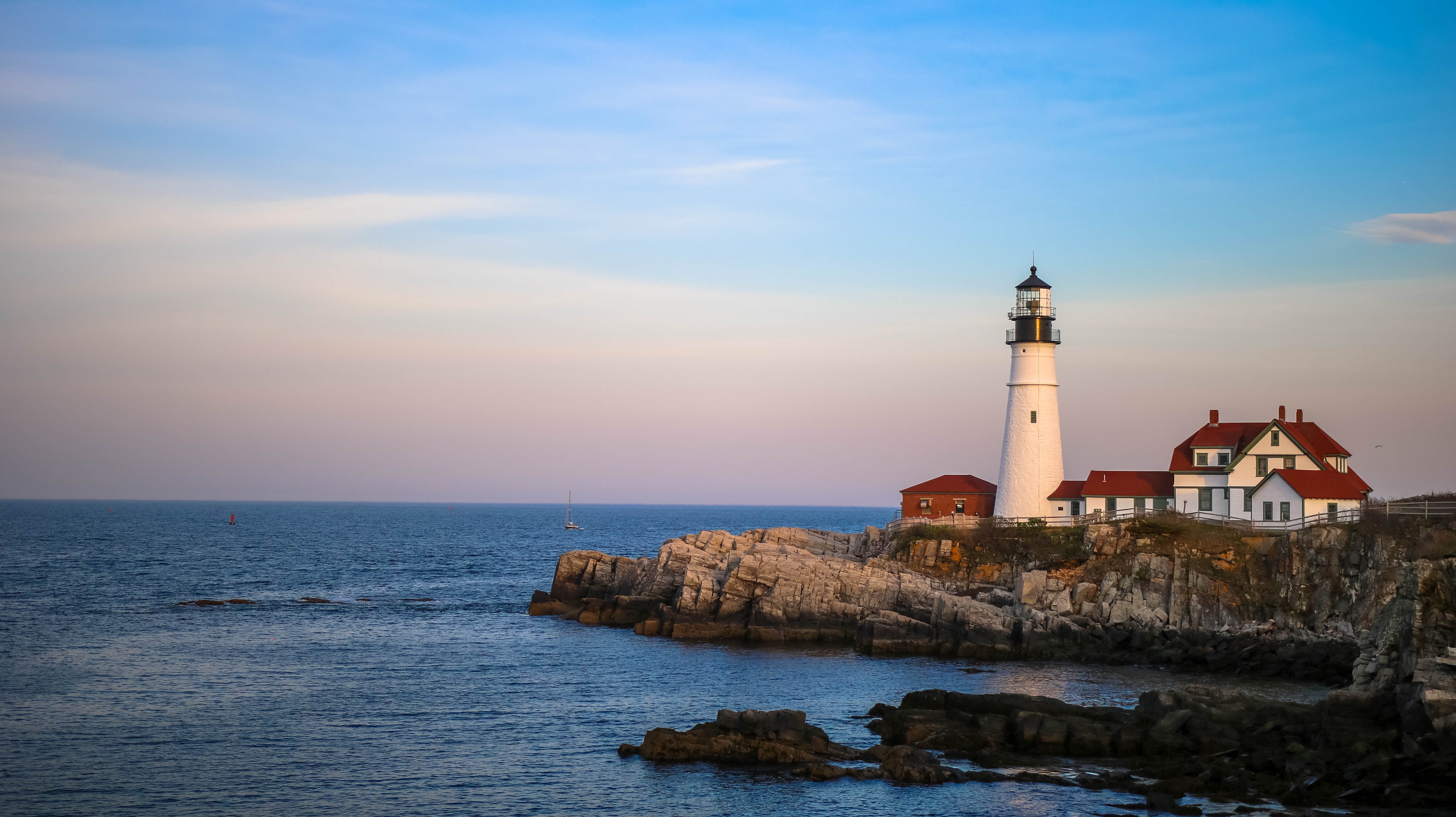nature, building, outdoors, direction, housing, near, new england, house, body, lighthouse, guidance, cape elizabeth, tower, scenics - nature, portland head lighthouse, HD Wallpaper