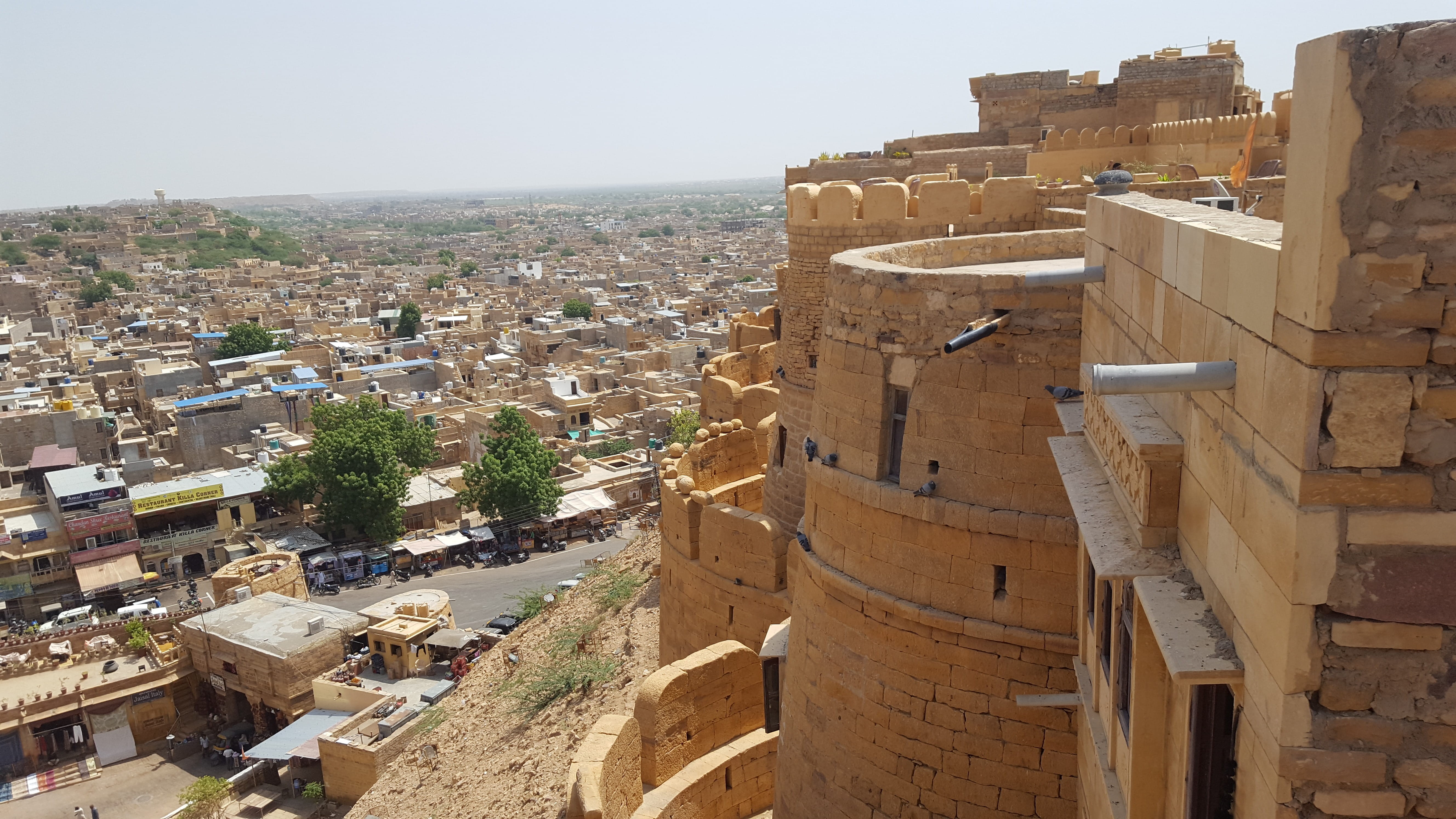 built structure, high angle view, ancient, city, fort, gate, nature, fortress, day, stone, jaisalmer fort, ancient civilization, history, the past, outdoors, HD Wallpaper