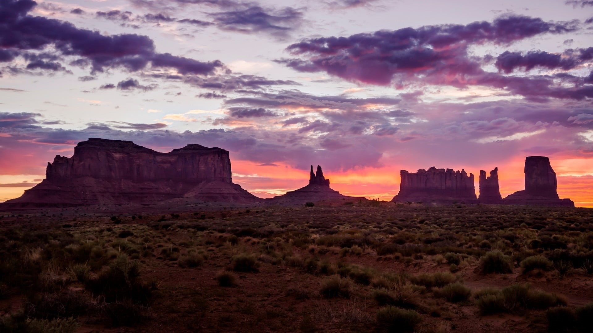nature, landscape, tranquil scene, travel destinations, desert, climate, tranquility, sunset, rock formation, Utah, 1080P, travel, geology, no people, HD Wallpaper