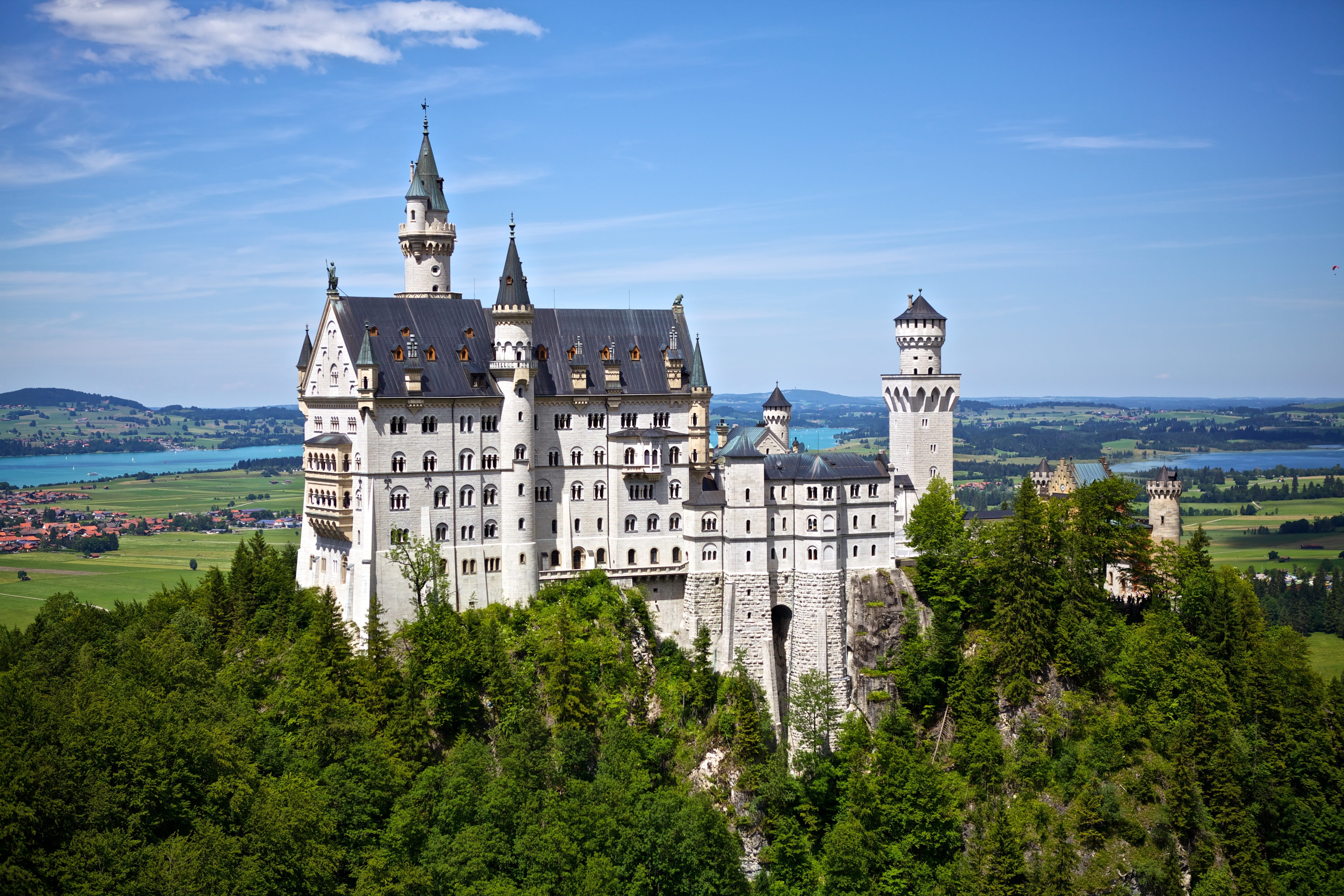 spirituality, travel destinations, place of worship, gray, no people, palace, white, nature, outdoors, castle, spire, religion, Neuschwanstein Castle, travel, HD Wallpaper