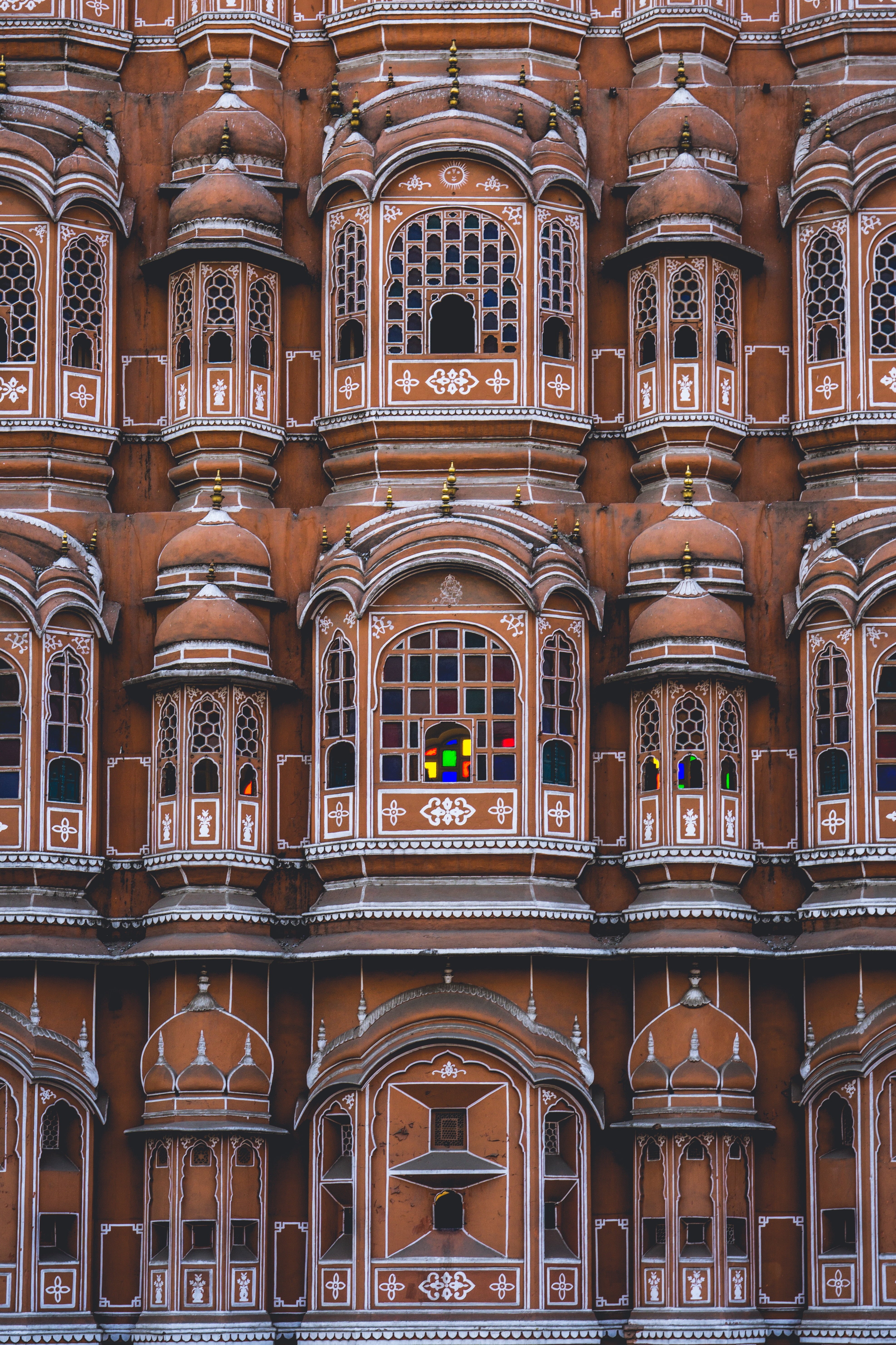 collage, backgrounds, day, hawa mahal, built structure, architectural feature, building, history, architecture, pattern, brown, the past, full frame, no people, Phone HD Wallpaper