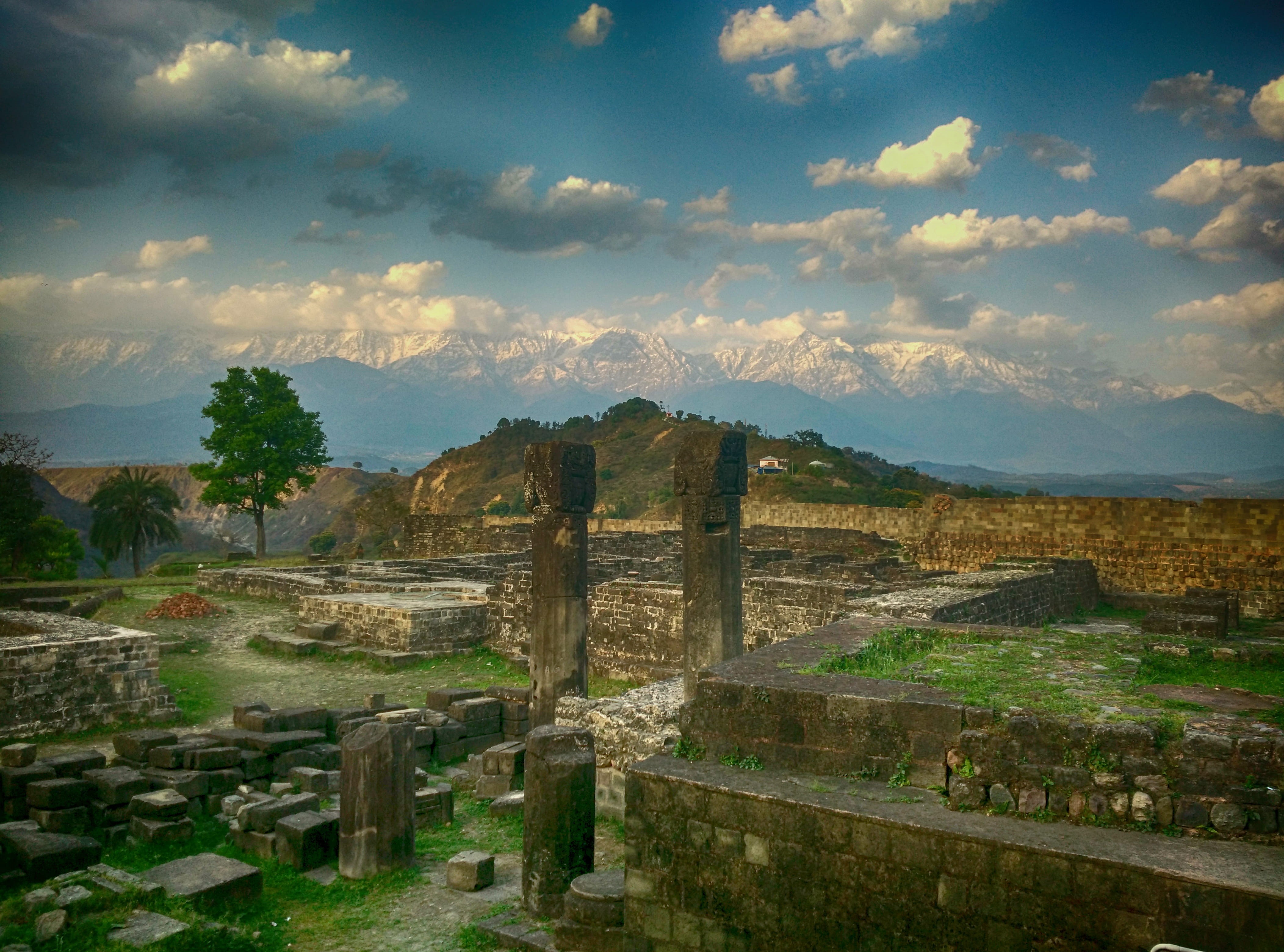 old, dharamshala, cloud - sky, sky, travel, travel destinations, kangra, nature, kangra fort, ruined, built structure, outdoors, deterioration, architectural column, HD Wallpaper