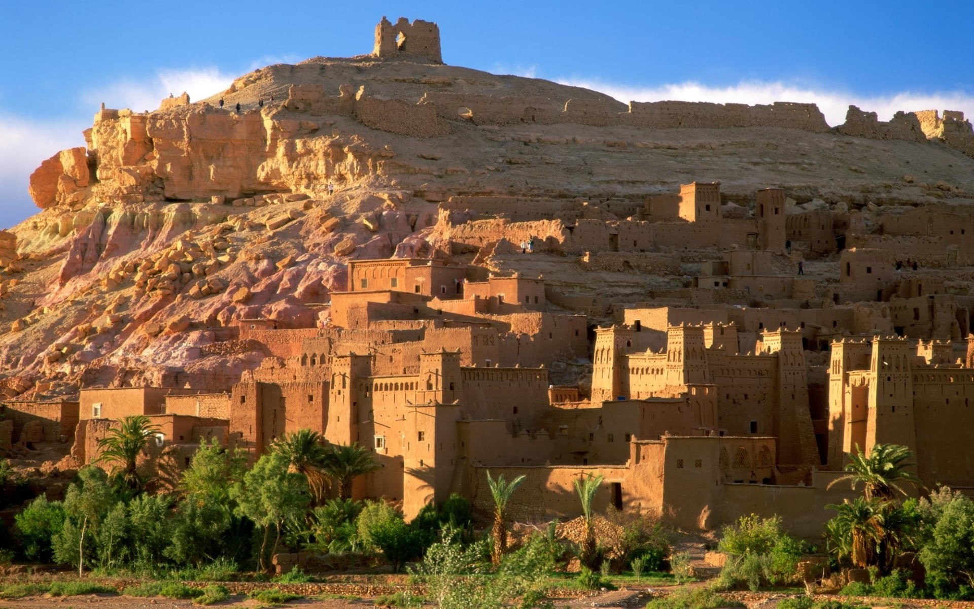 land, brown, desert Oasis, travel Destinations, desert, rock, mountain, ancient civilization, 1080P, casbah, kasbah, famous Place, plant, no people, old, HD Wallpaper