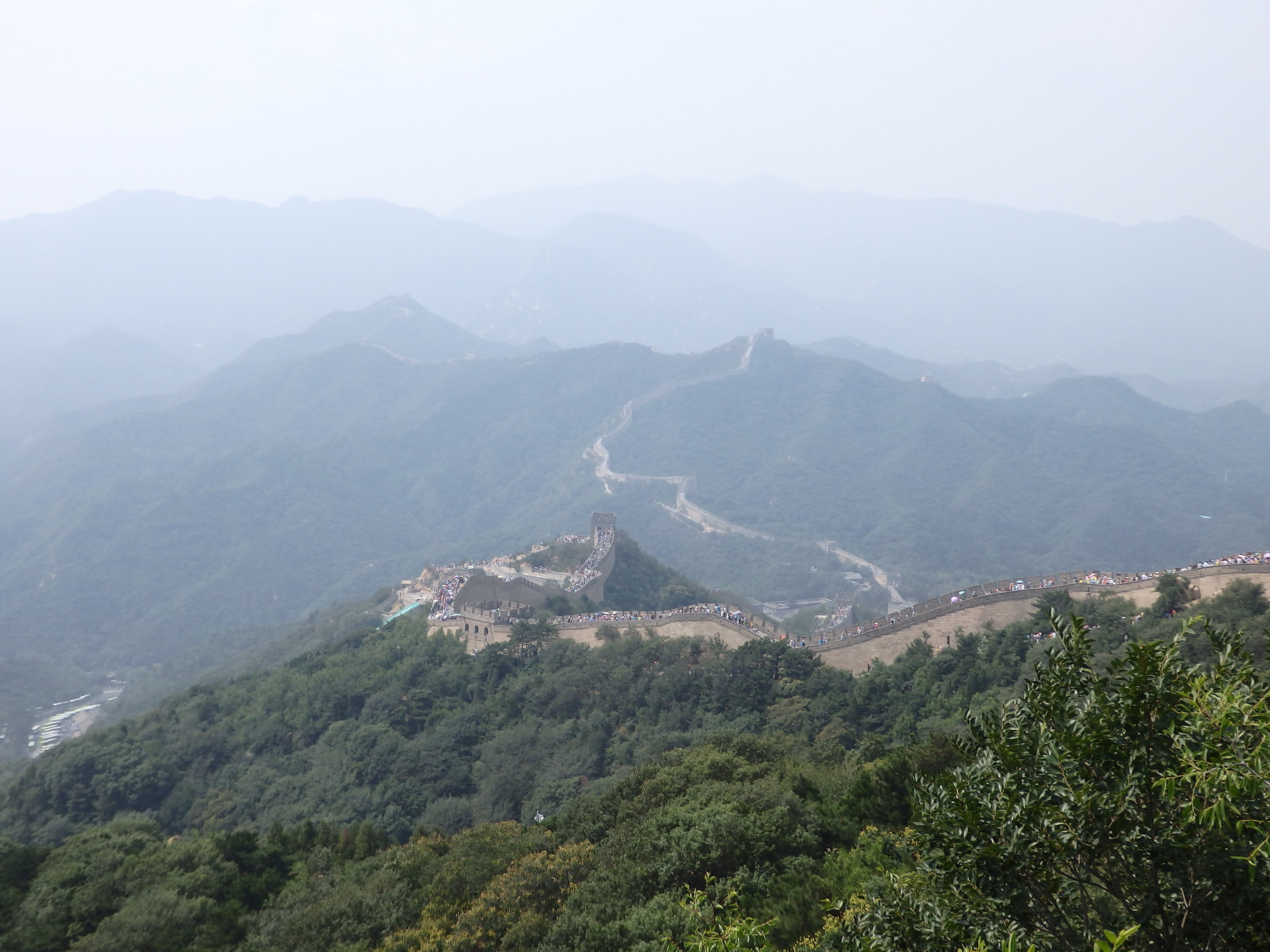 badaling, beauty in nature, 4K, fog, tranquil scene, day, nature, the great wall, environment, beijing, mountain, mountains, plant, scenics - nature, landscape, HD Wallpaper