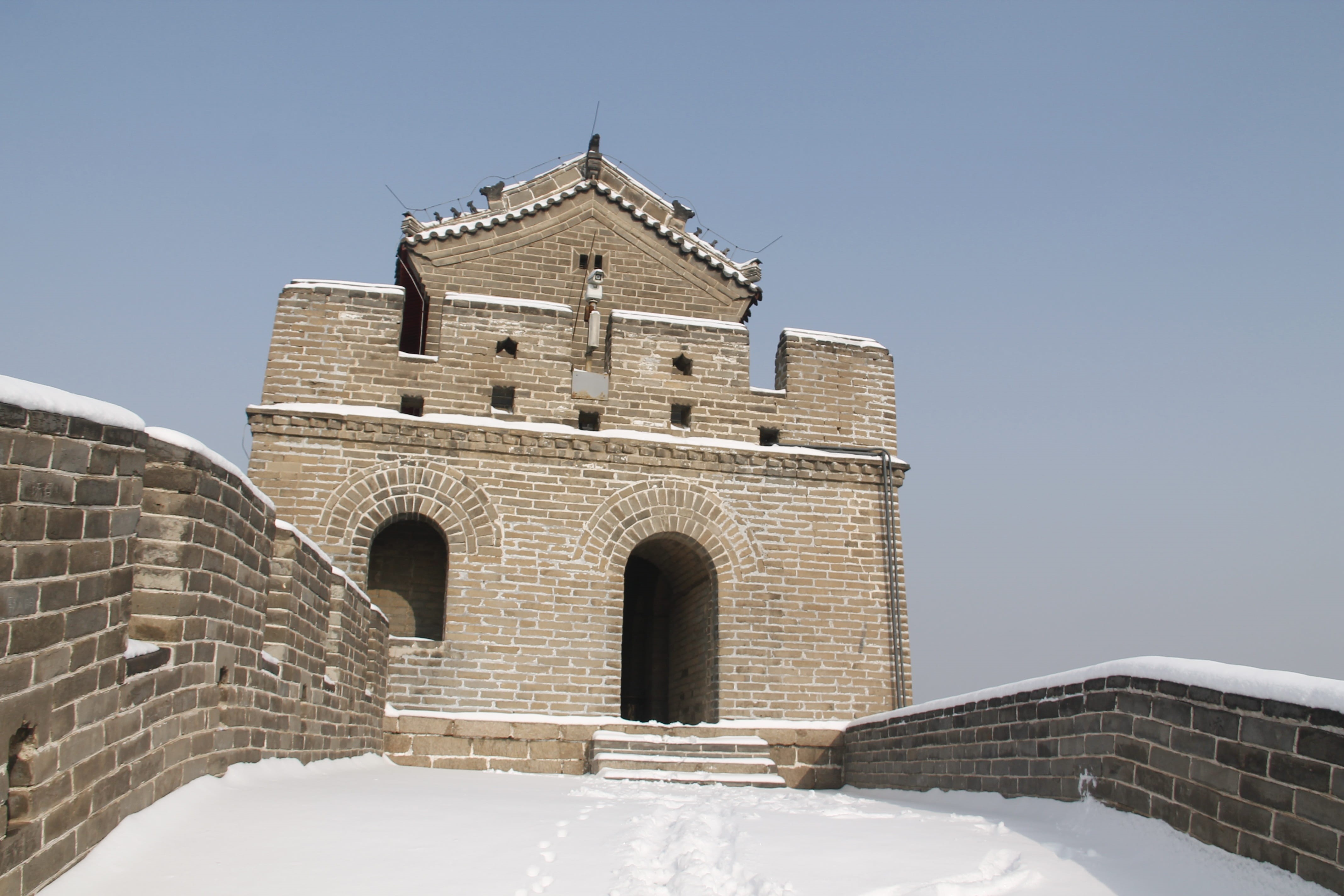 snow, outdoor, old, the great wall of china, brick, travel destinations, snow after the great wall of china, religion, user-music photography, beijing great wall, HD Wallpaper