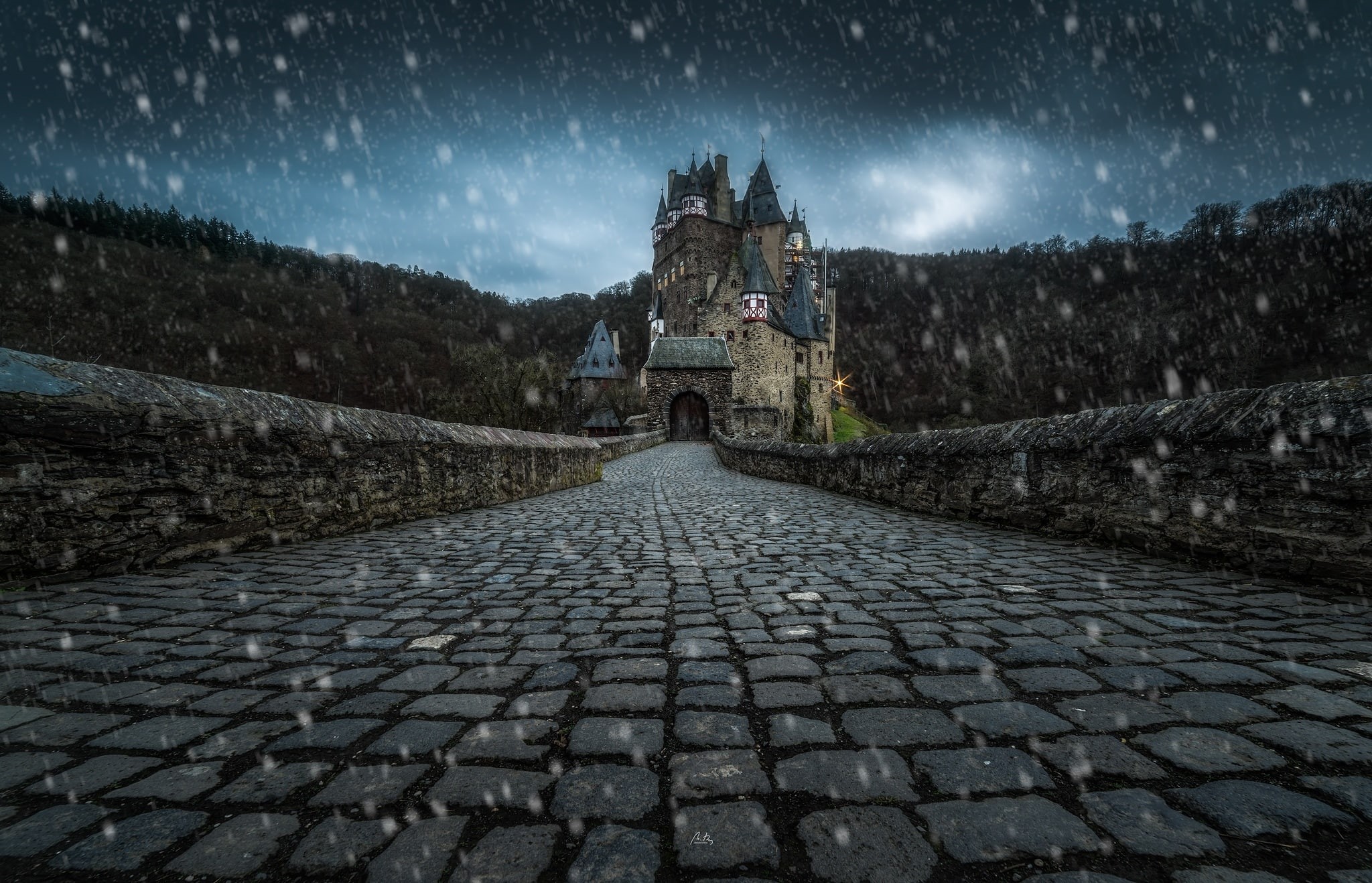 Burg Eltz, 1080P, winter, snow, germany, HD Wallpaper