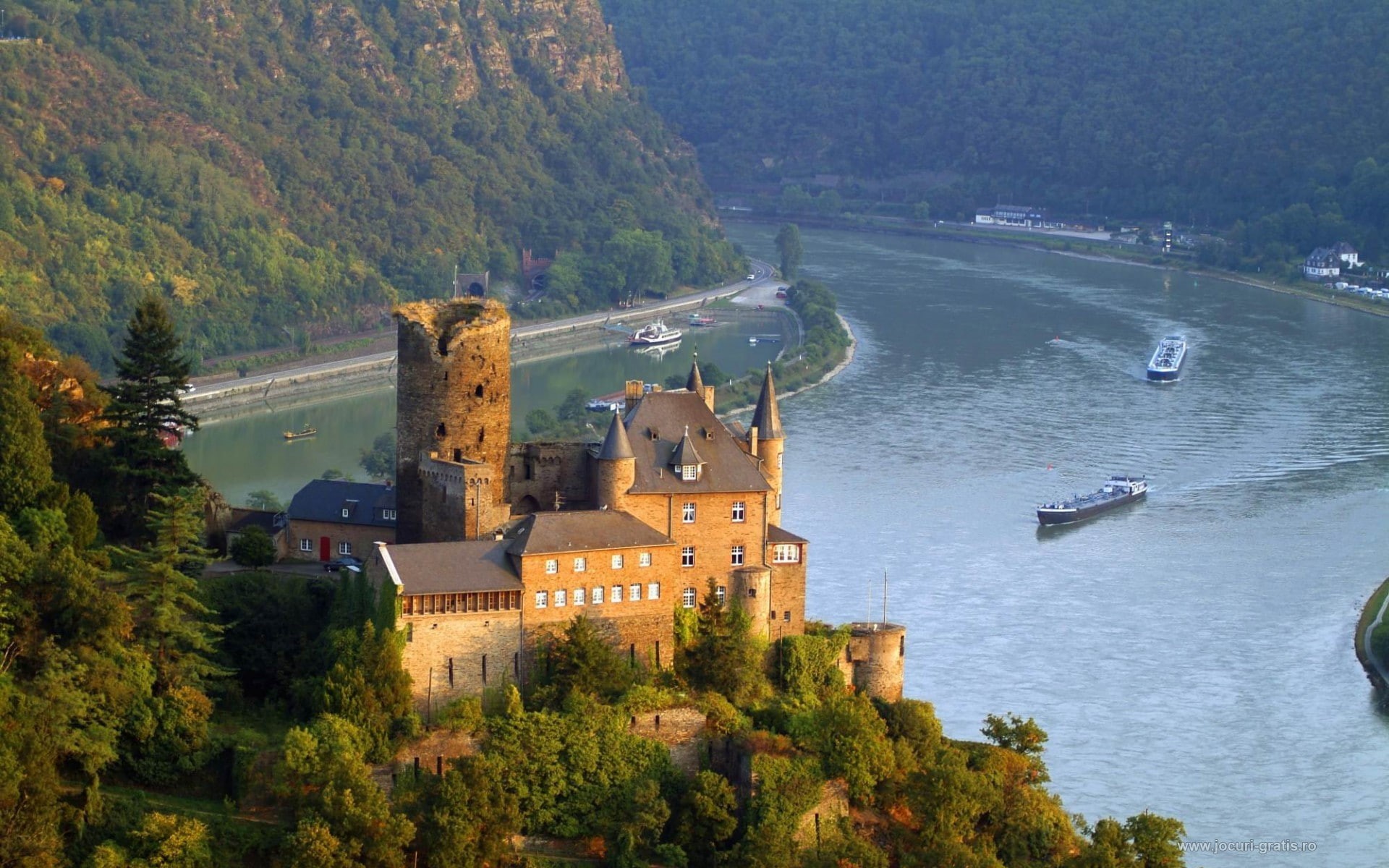1080P, valley, castle, rhine, burg, castles, germany, HD Wallpaper