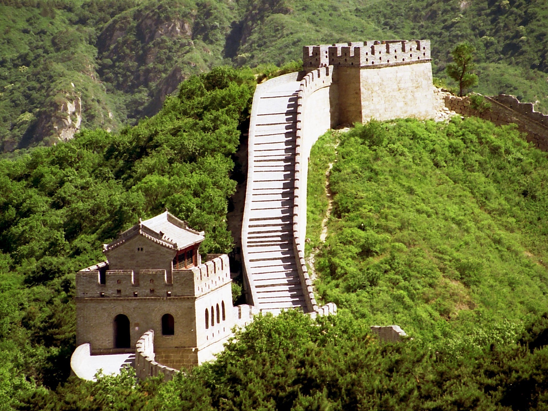 green color, great, mountain, high angle view, no people, day, outdoors, building exterior, great wall china, artistic, achievement, built structure, china, HD Wallpaper