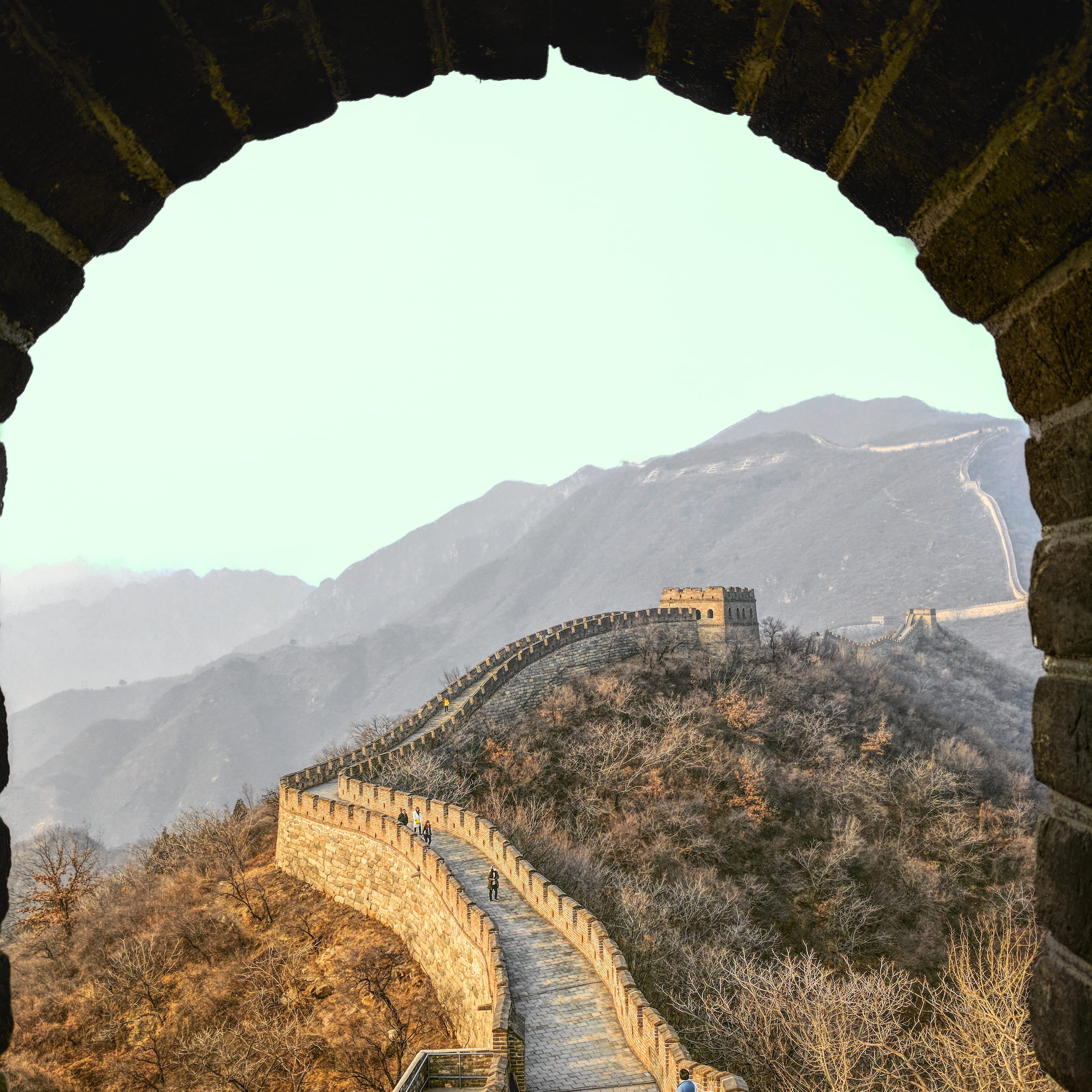 mountain range, travel, mutianyu, ancient, tranquil scene, arch, sky, nature, tree, section, wall, mountain, history, landscape, travel destinations, ancient civilization, Phone HD Wallpaper