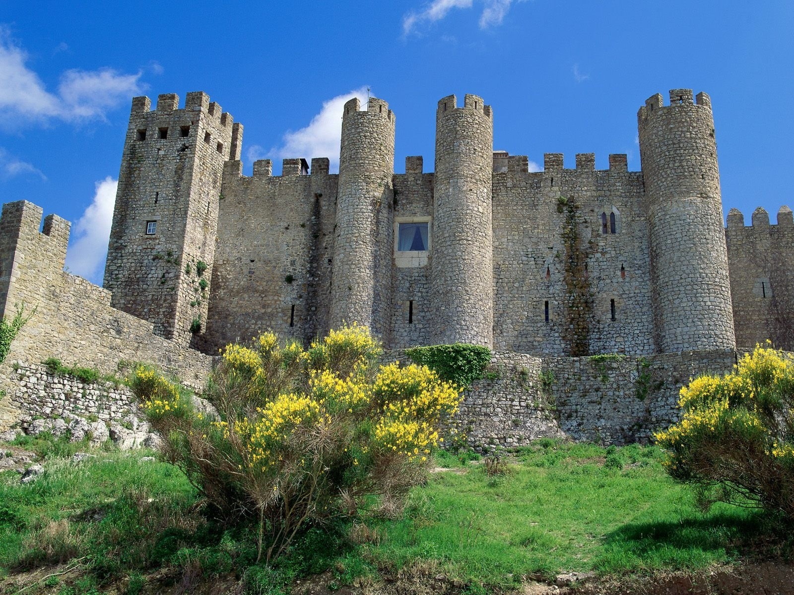 720P, blue, old, tourism, brown, cultures, architecture, history, fortified Wall, day, ancient, the past, famous Place, sky, no people, outdoors, obidos, HD Wallpaper
