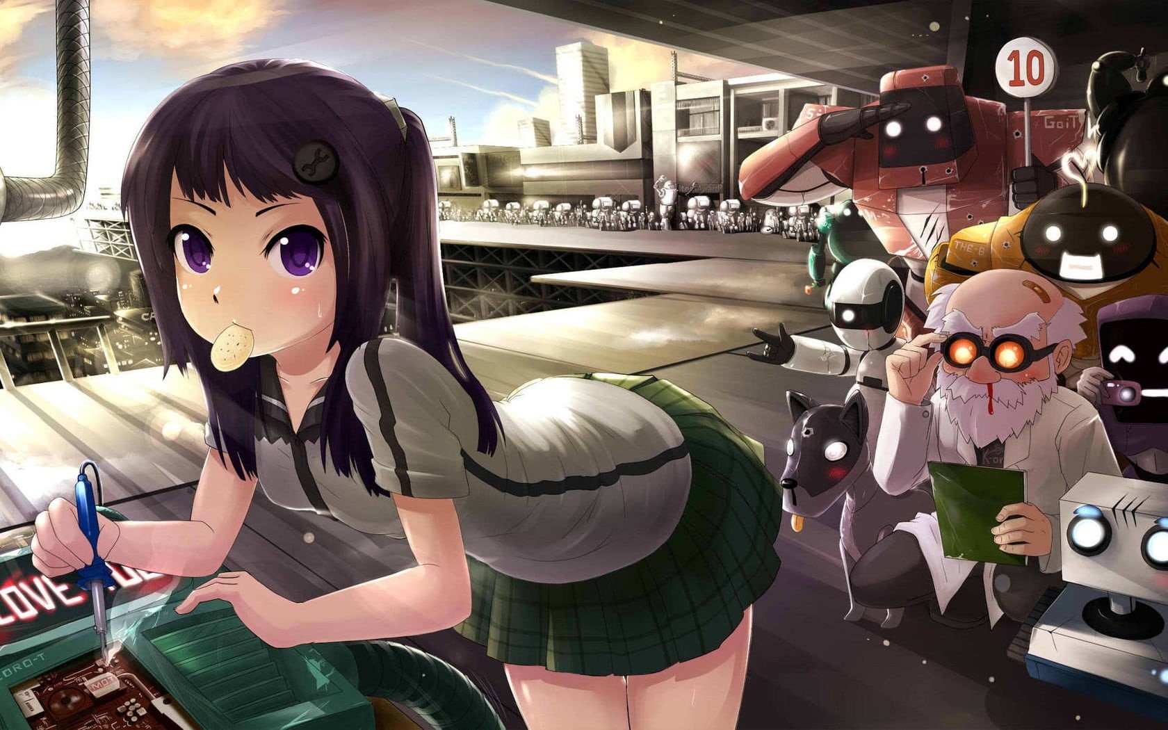 illustration, representation, fashion, girl, bent over, day, incidental people, purple eyes, women, night, art and craft, people, smiling, retail, sport, HD Wallpaper