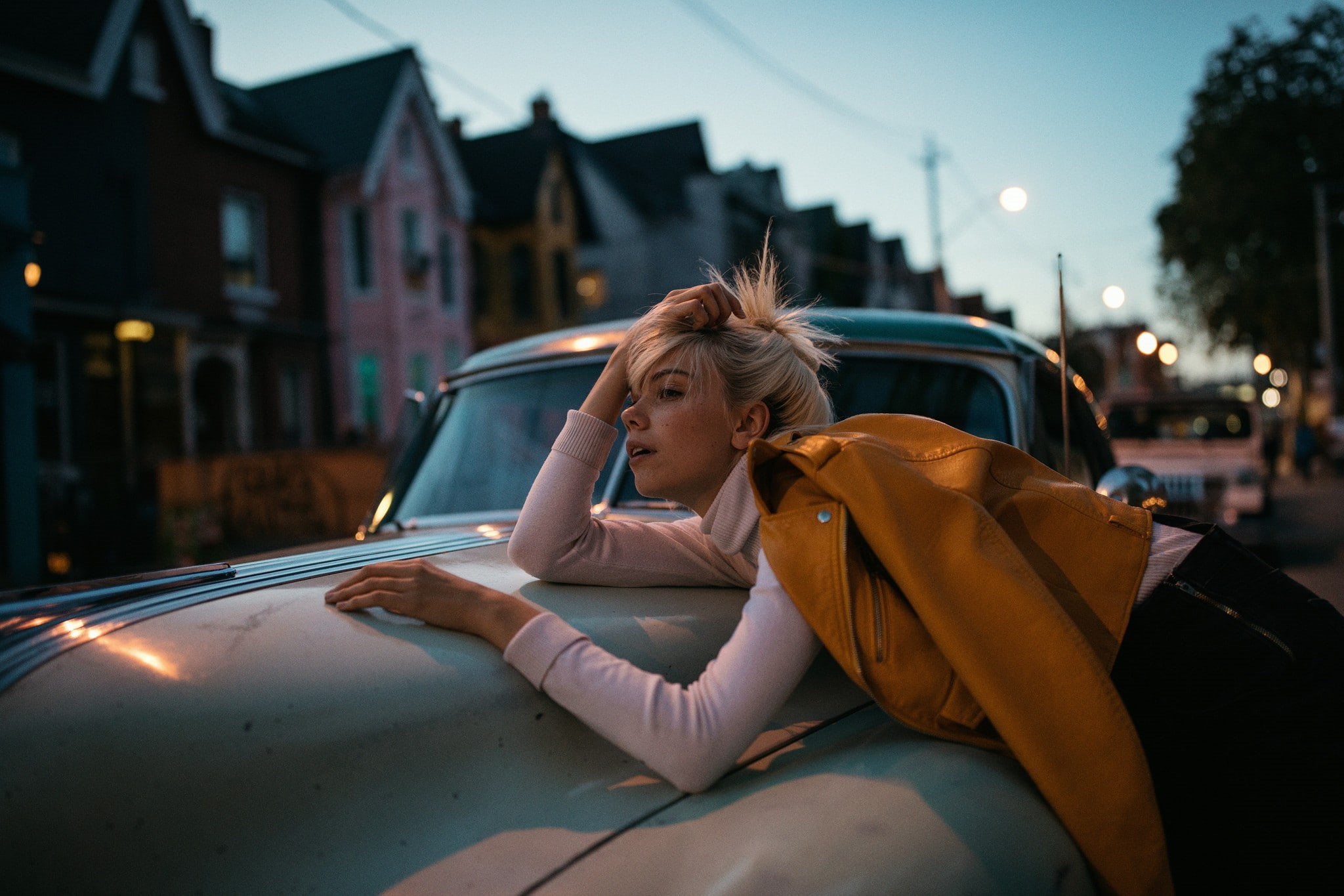 real people, bent over, hands in hair, women outdoors, one person, young women, architecture, looking away, lifestyles, transportation, sitting, motor vehicle, HD Wallpaper