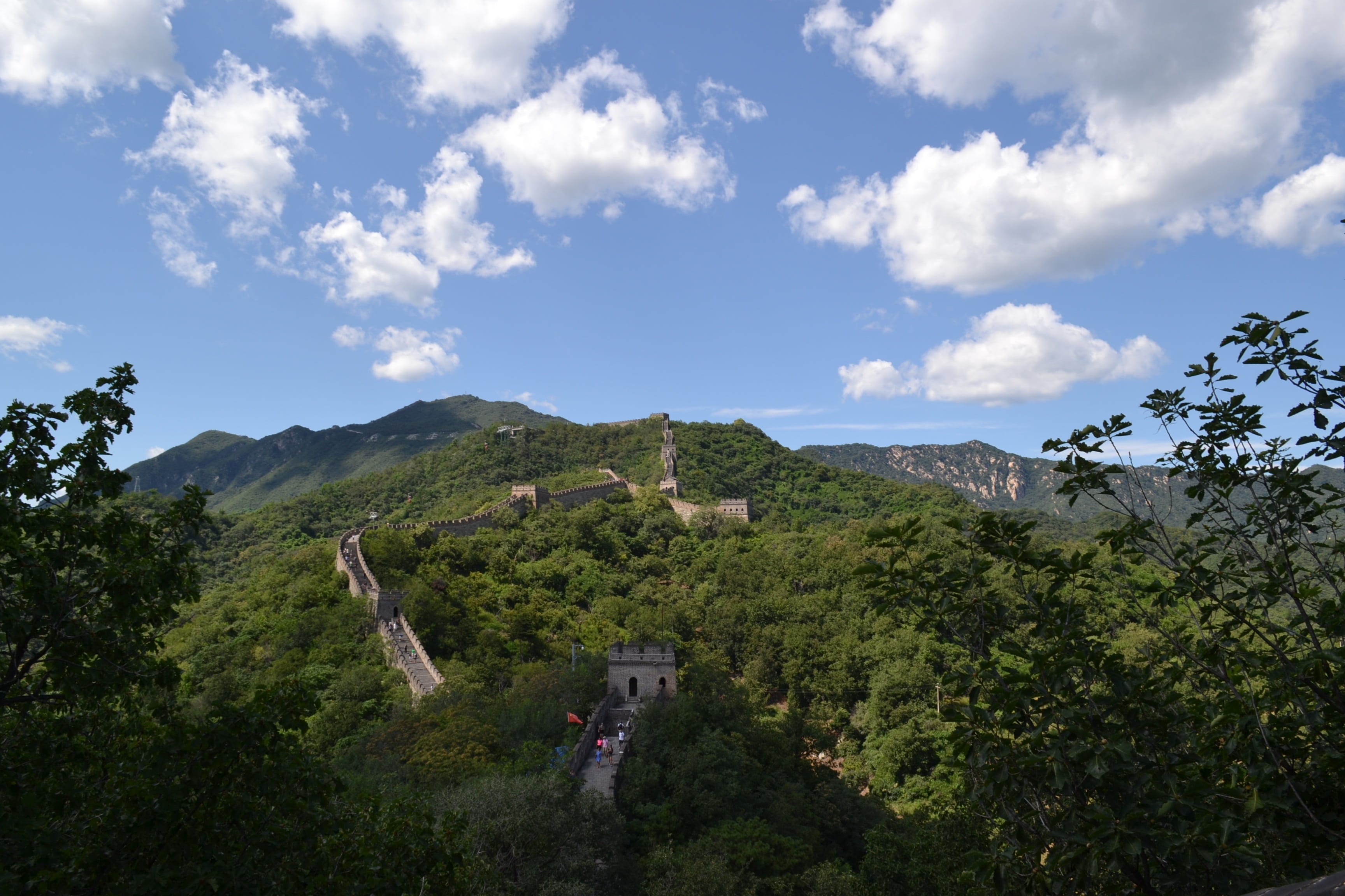 destination, tourism, mountain, great wall, built structure, land, environment, cloud - sky, wall, landmark, no people, mountain range, nature, plant, beauty in nature, HD Wallpaper