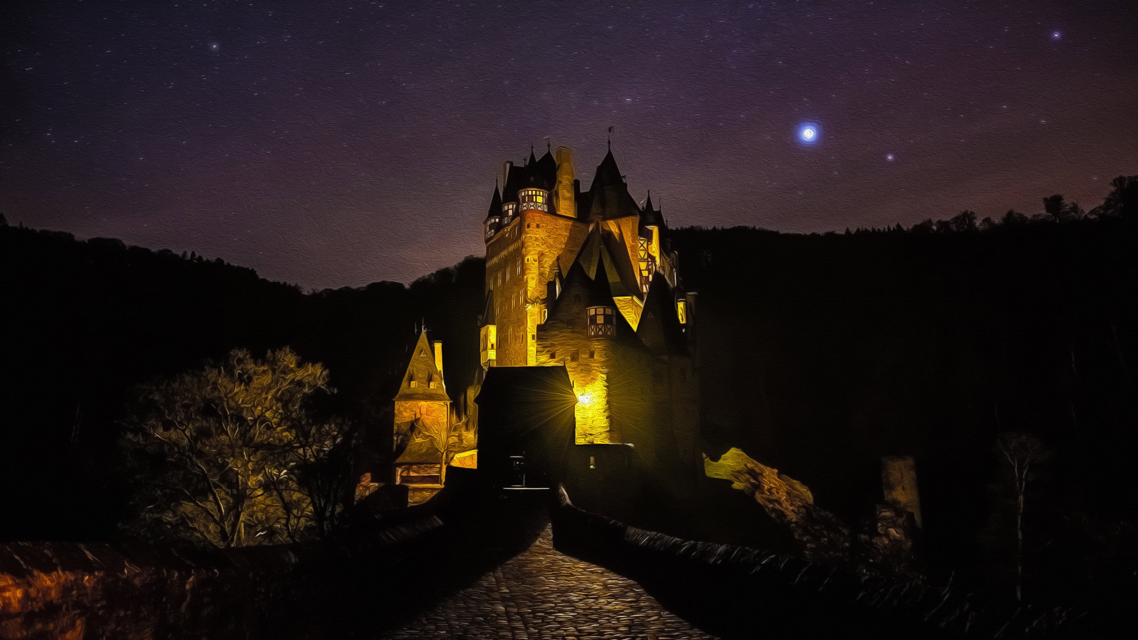 4K, Eltz Castle, Castles, Night, Building, HD Wallpaper