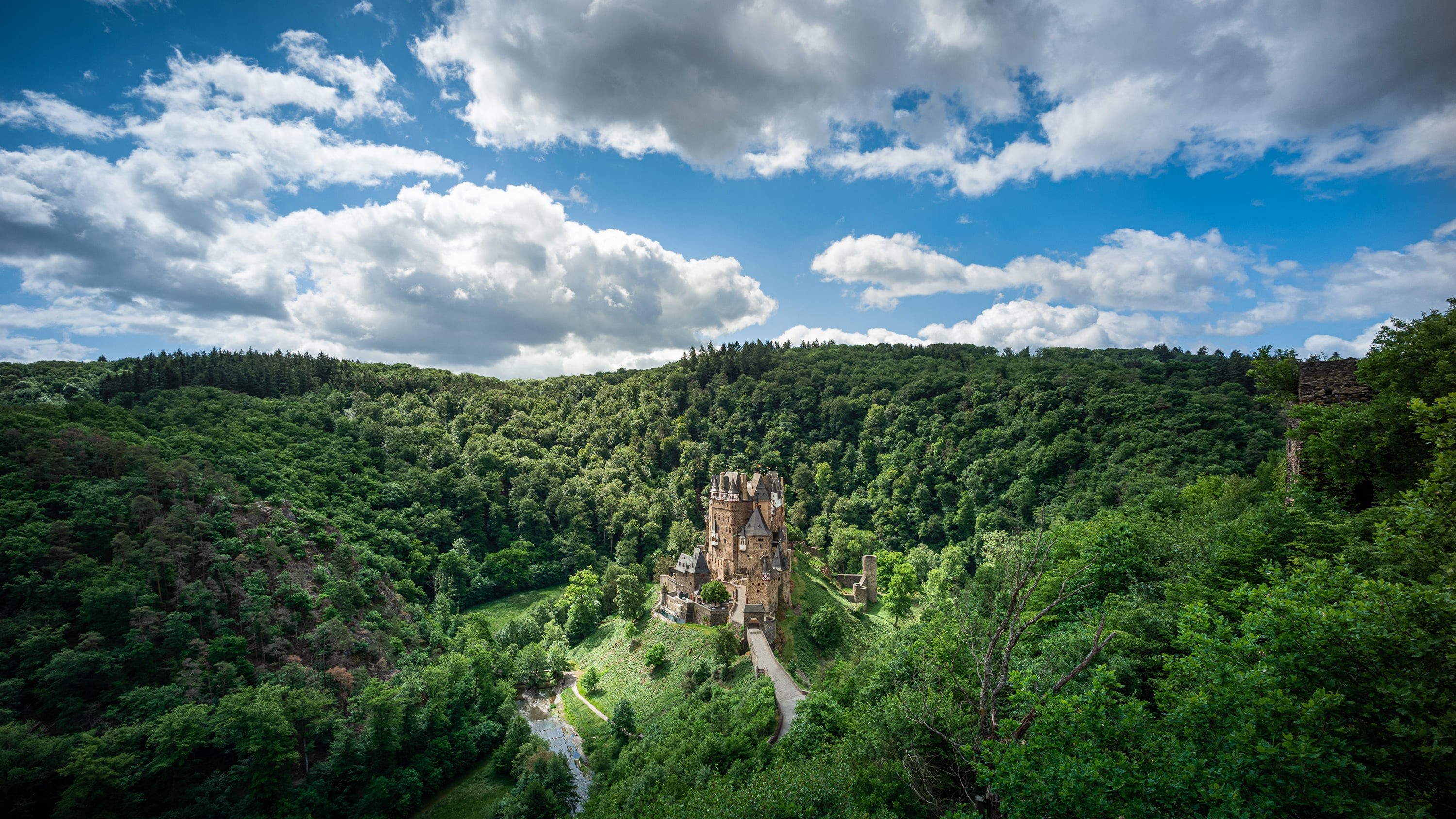 sky, clouds, Castle Eltz, 2K, Germany, landscape, HD Wallpaper