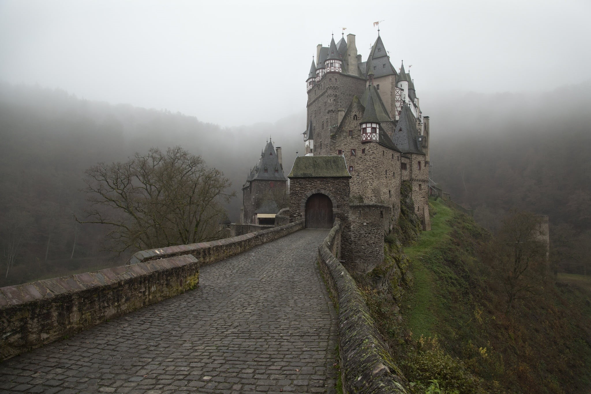 plant, built structure, nature, Castle, history, travel destinations, place of worship, 1080P, concrete, old, religion, gray, tree, road, mountain, building exterior, HD Wallpaper