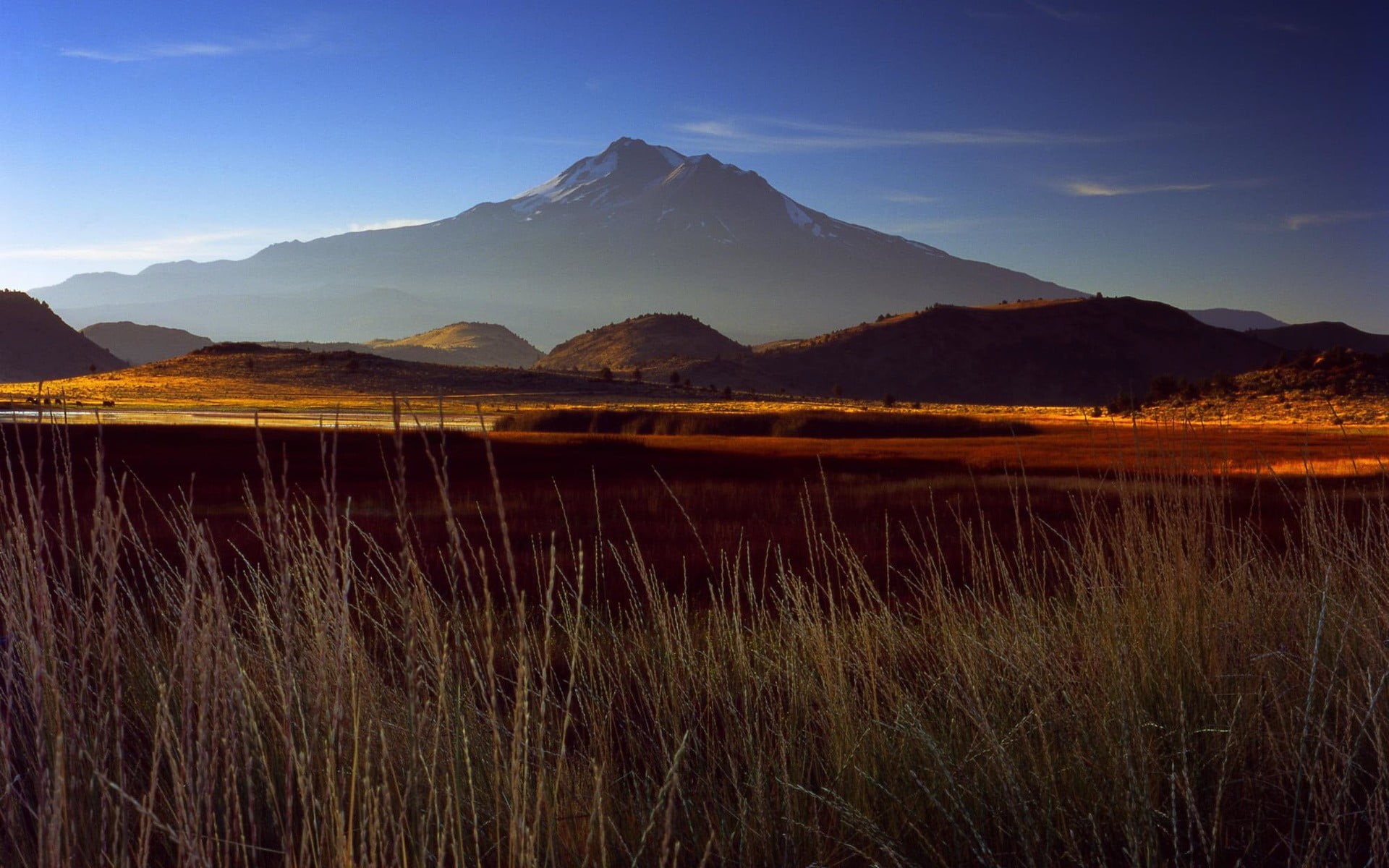 sky, environment, scenics - nature, bed, landscape, frame, nature, tranquility, mountain, wooden, mountain peak, water, beauty in nature, plant, mountain range, HD Wallpaper