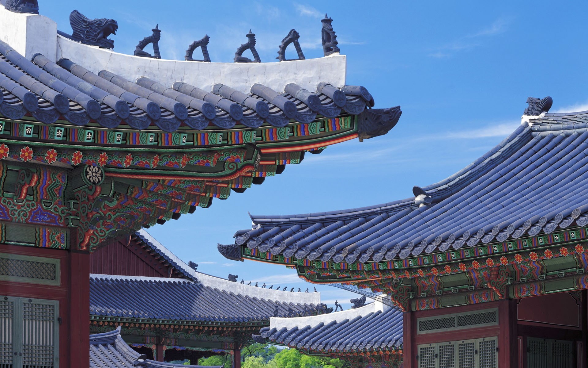 low angle view, place of worship, eaves, roof, nature, religion, sunlight, day, building exterior, ancient, belief, ornate, sky, 1080P, building, spirituality, HD Wallpaper
