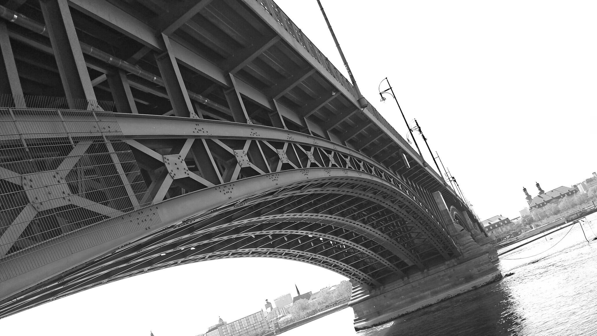 1080P, mainz, bridge - man made structure, building exterior, low angle view, built structure, travel destinations, clear sky, arch, sky, steel bridge, HD Wallpaper
