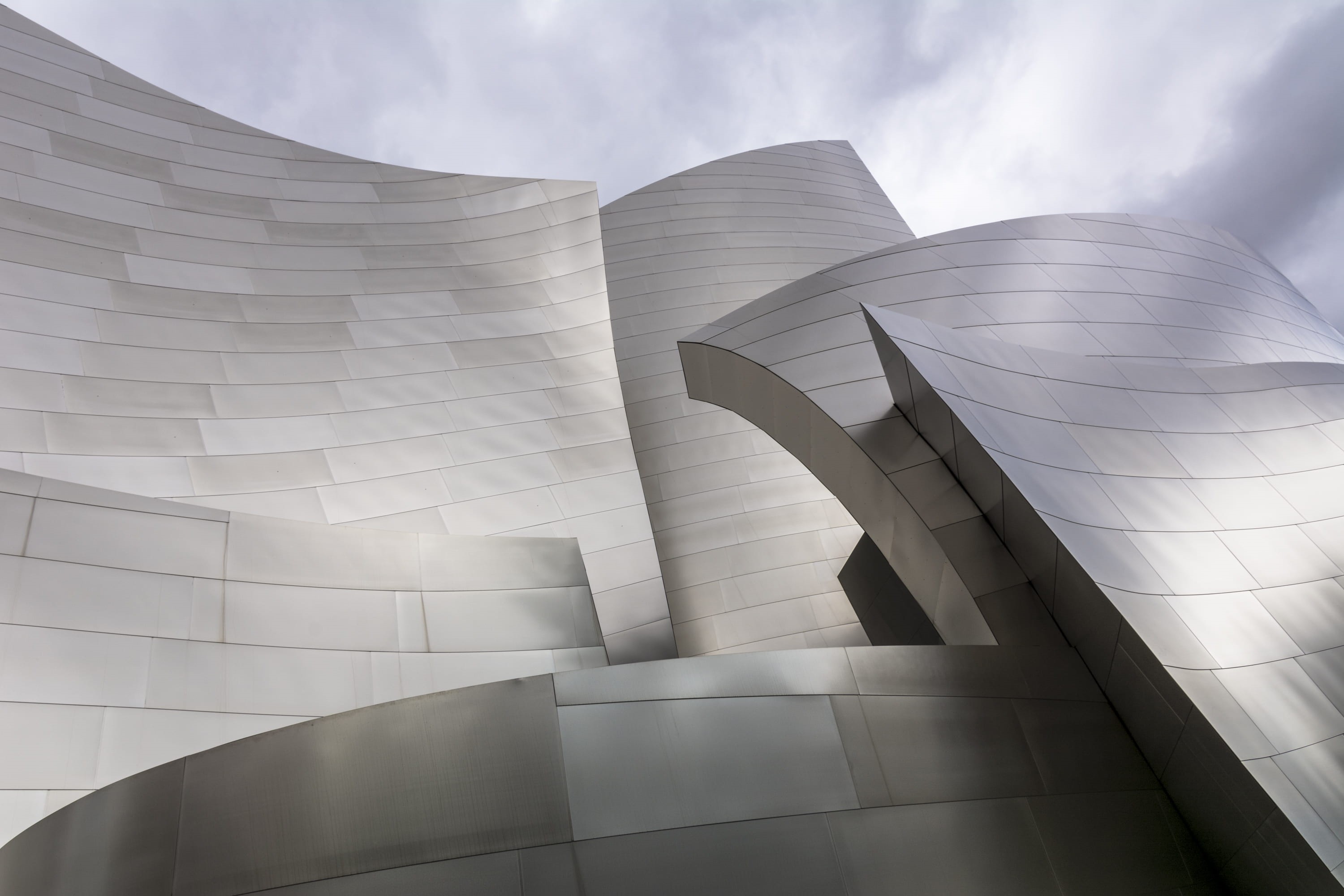 built structure, modern, futuristic, no people, travel, architectural, los angele, low, low angle view, arts culture and entertainment, nature, day, walt disney concert hall, HD Wallpaper