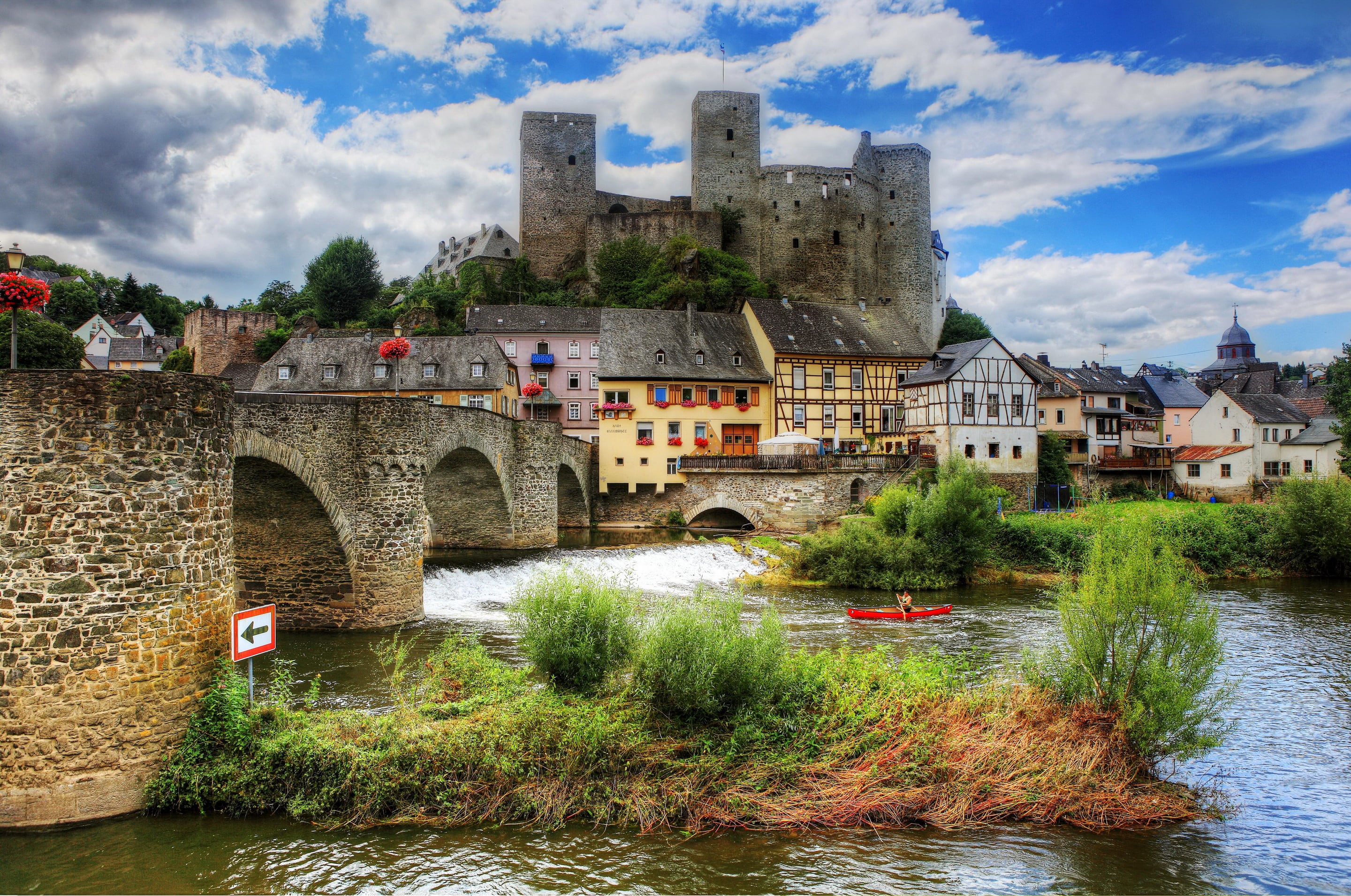 water, runkel, fort, plant, landscape, hdr, no people, cloud - sky, nature, building Exterior, wall - Building Feature, old, castle, transportation, sky, HD Wallpaper