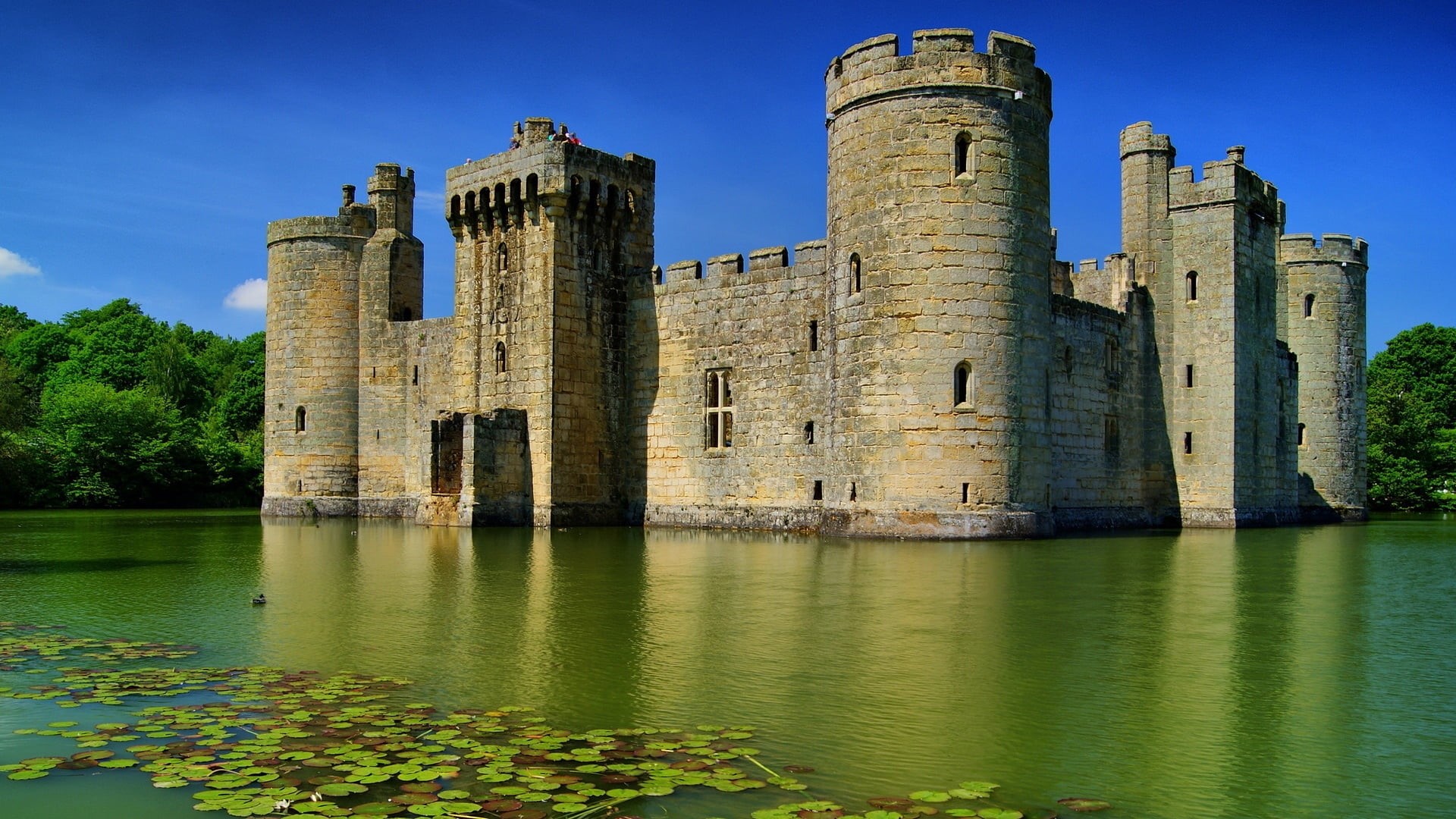 wall - Building Feature, blue, built Structure, reflection, tower of London, stone, water, ancient civilization, history, sky, no people, building Exterior, HD Wallpaper