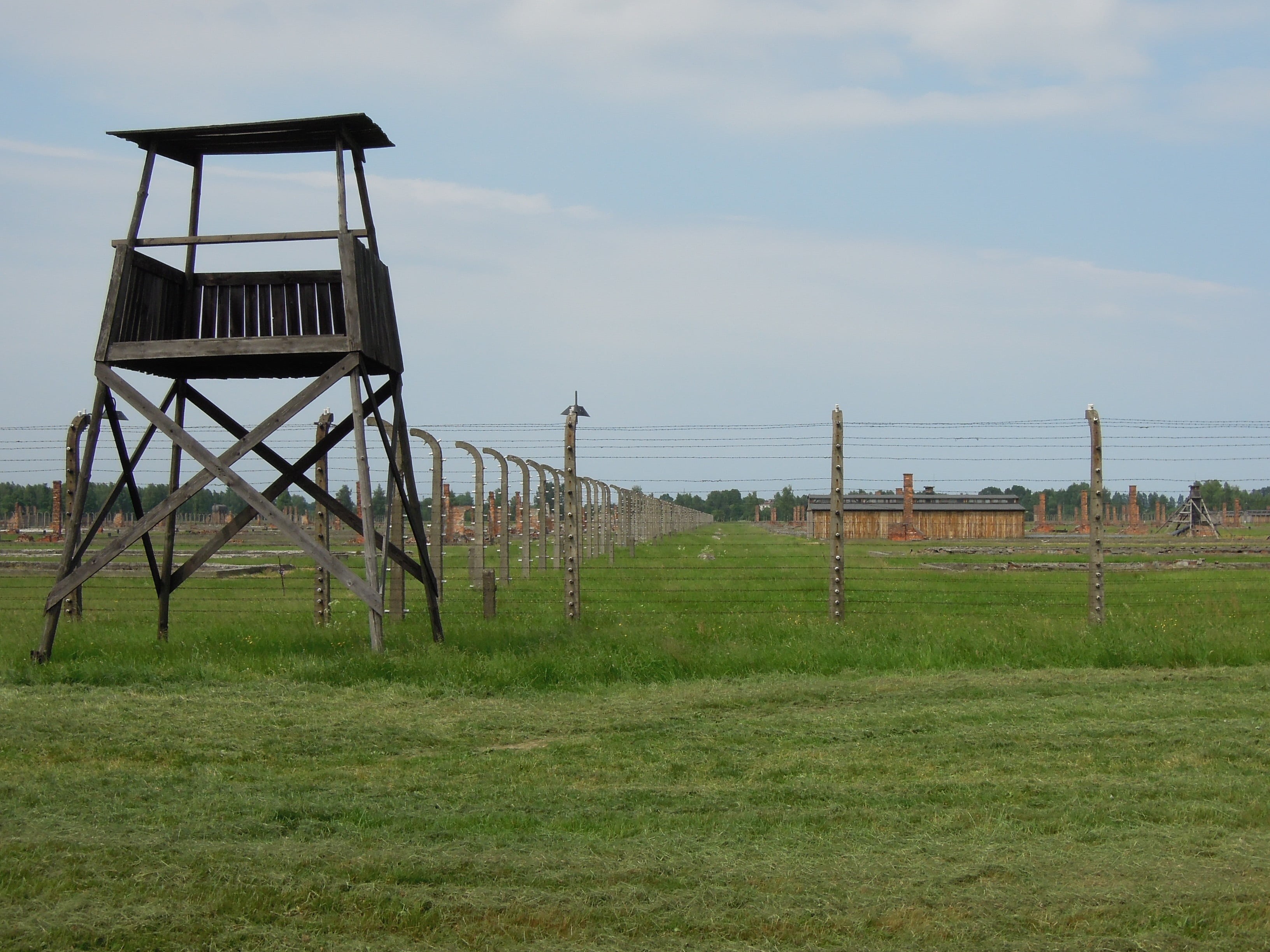 architecture, security, concentration camp, environment, tower, old, grass, outdoors, land, barbed wire, jewish, nature, scenics - nature, sky, old building, HD Wallpaper