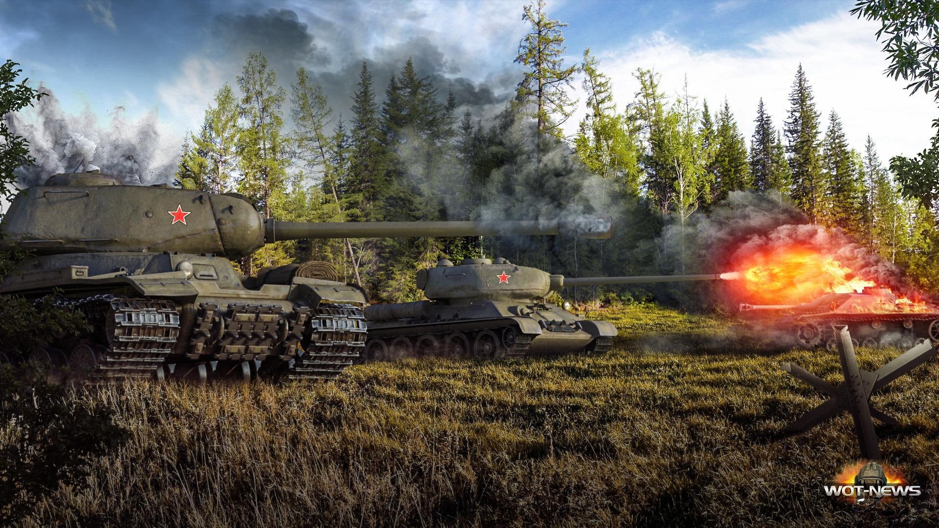 tanks from games, games, tanks, 1080P, firing, world, t, army, world of tanks, HD Wallpaper